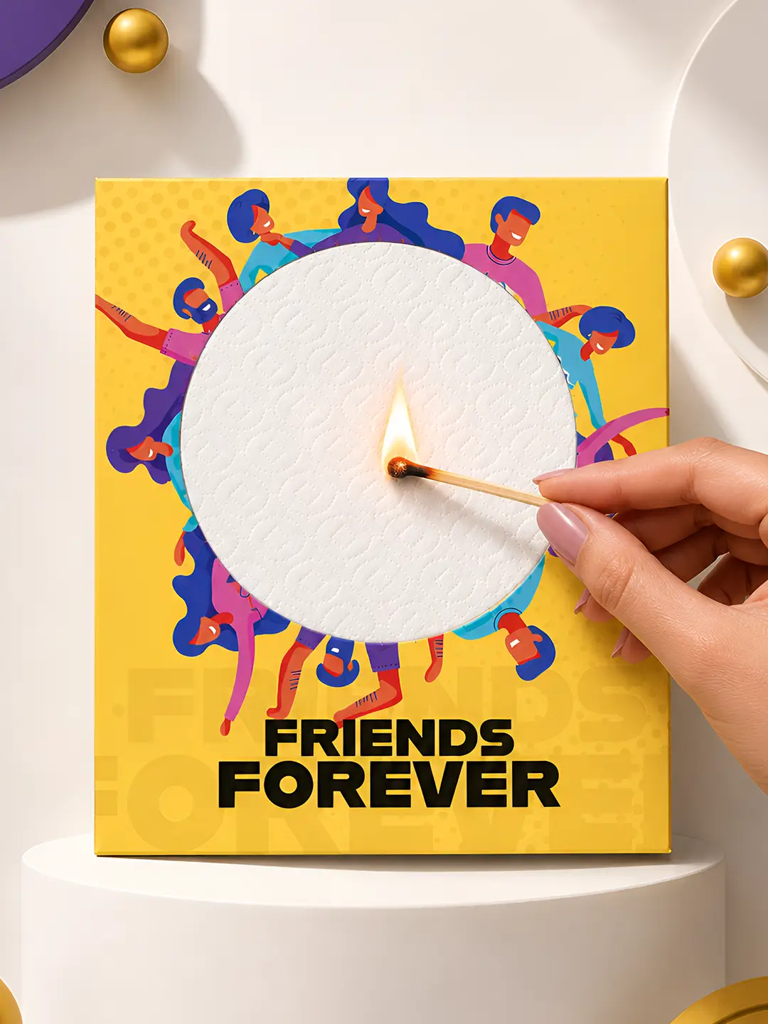 Friends Forever Burnout Fire Card – Secret Friendship Message Reveal Card