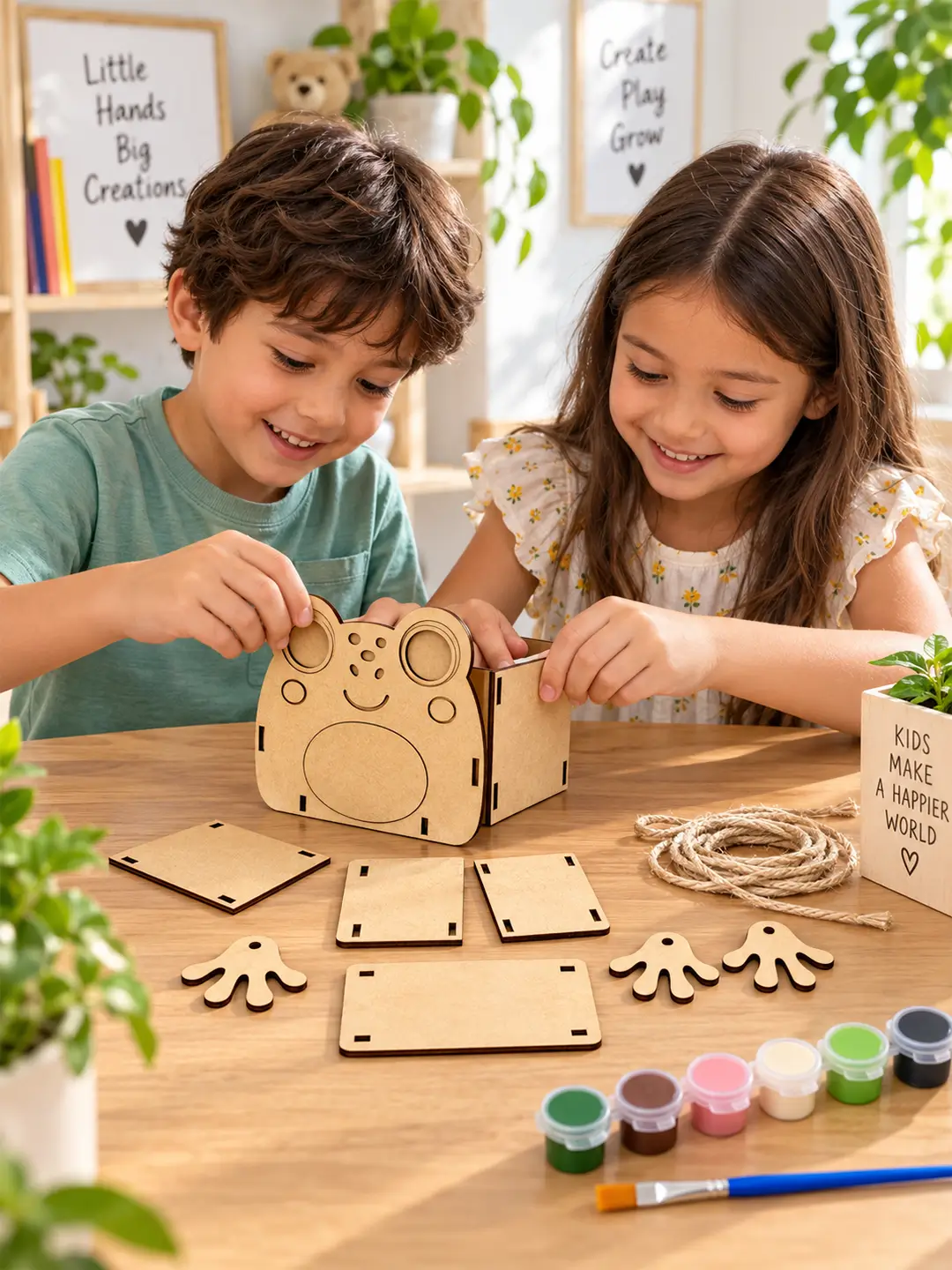 DIY Frog Swinger Planter for Kids – 4MM MDF Wooden Painting & Craft Kit | Ages 6–10 | Birthday Return Gift