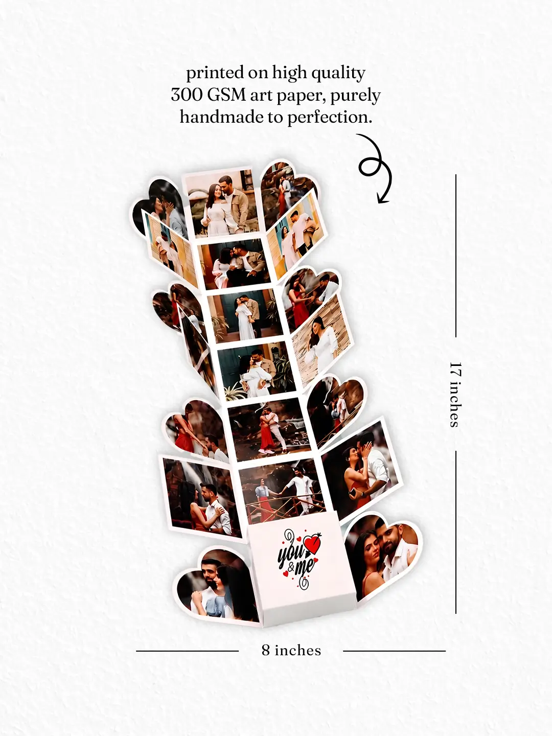 Rollout Heart Box Greeting Card | Personalized Photo Memory Box Gift for Anniversary & Birthday