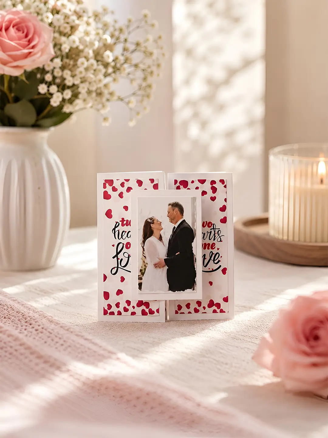 Accordion Gate Fold Greeting Card | Personalized Photo Greeting Card for Anniversary, Birthday, Wedding, Valentine's Day & Special Occasions