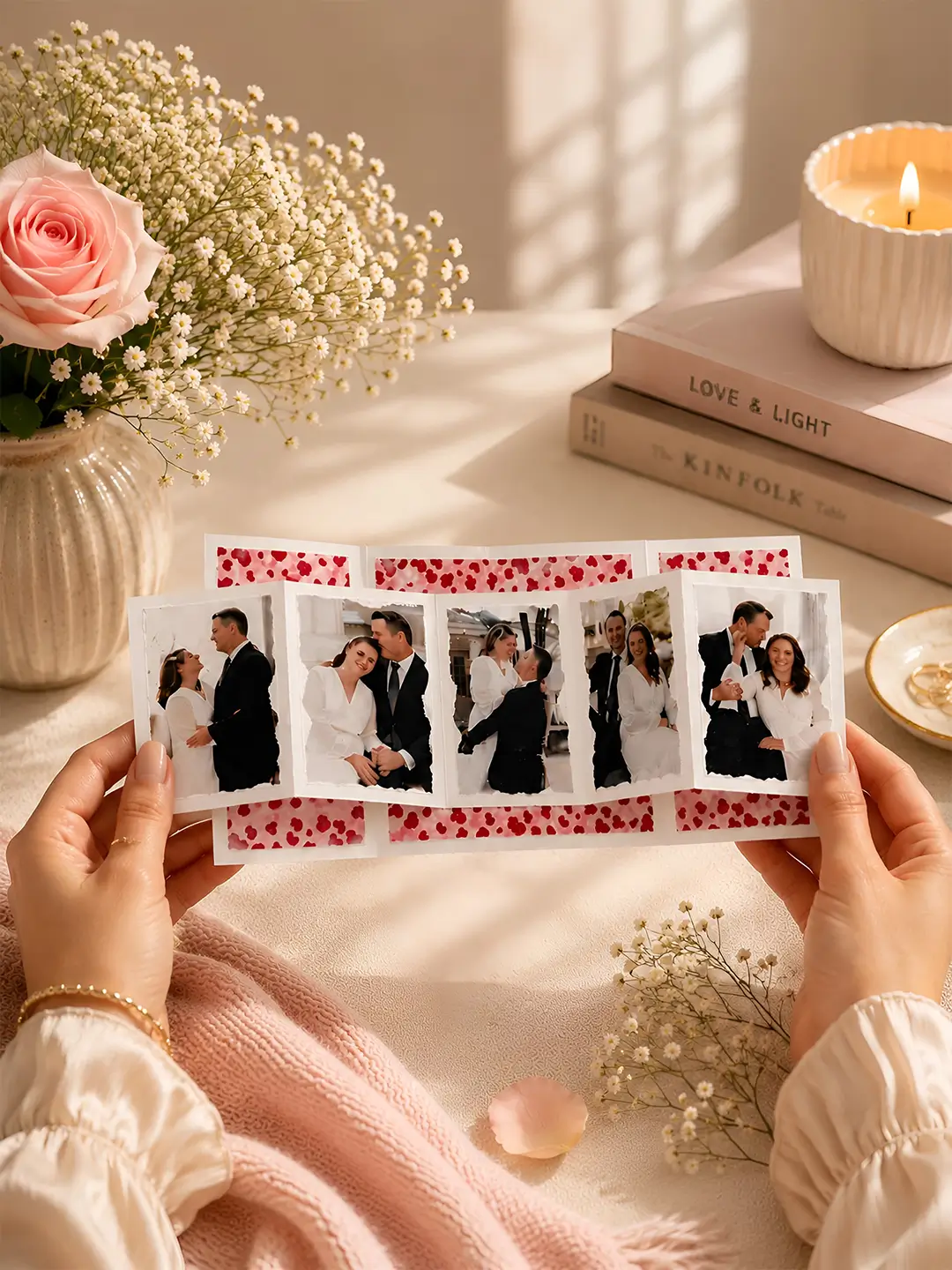 Accordion Gate Fold Greeting Card | Personalized Photo Greeting Card for Anniversary, Birthday, Wedding, Valentine's Day & Special Occasions