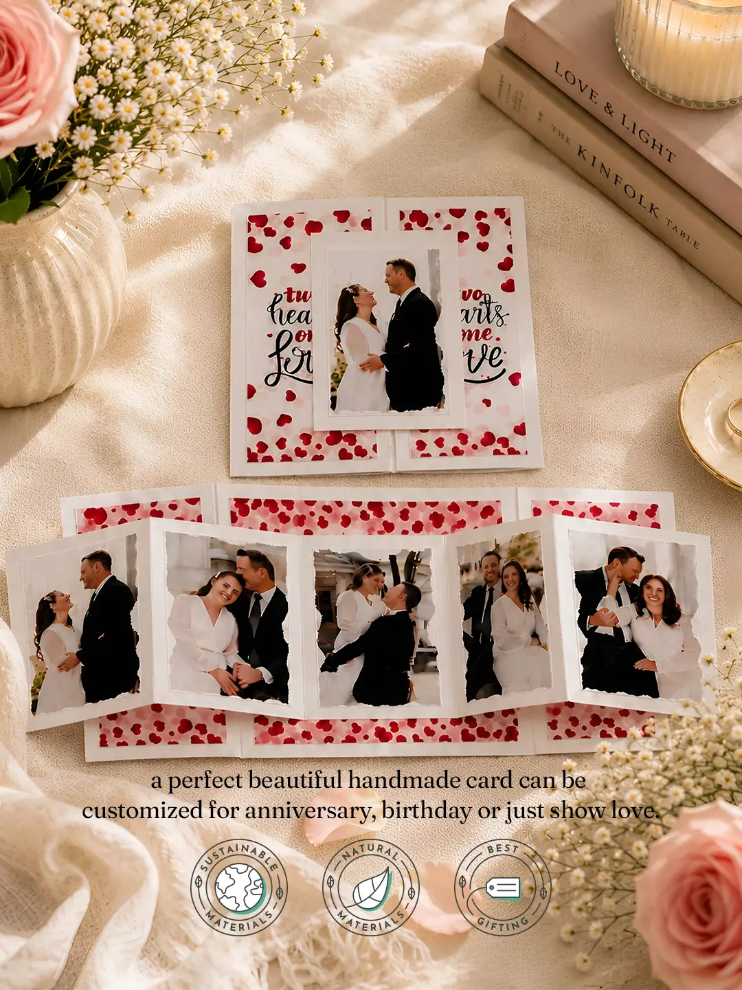Accordion Gate Fold Greeting Card | Personalized Photo Greeting Card for Anniversary, Birthday, Wedding, Valentine's Day & Special Occasions
