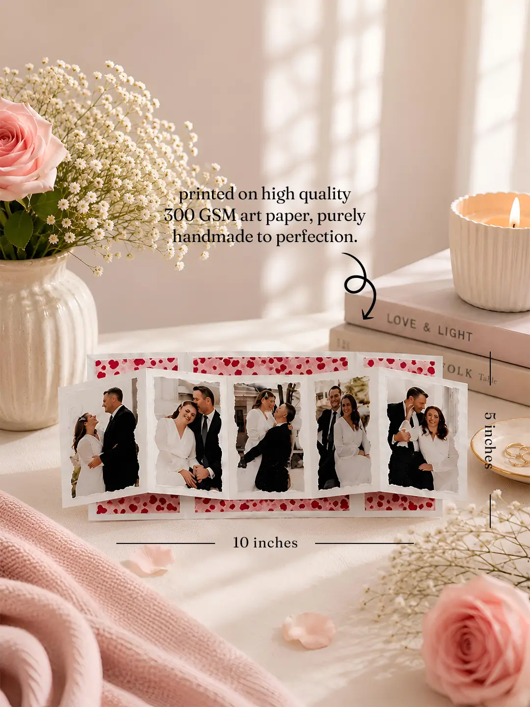 Accordion Gate Fold Greeting Card | Personalized Photo Greeting Card for Anniversary, Birthday, Wedding, Valentine's Day & Special Occasions