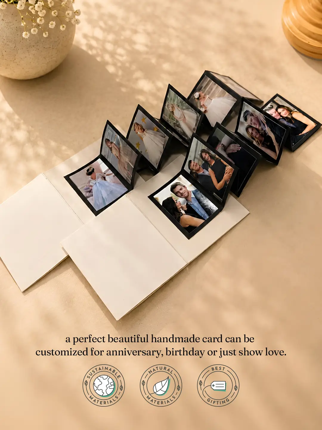 Accordion Pull Out Card – Personalized 15 Photo Custom Greeting Card for Any Occasion
