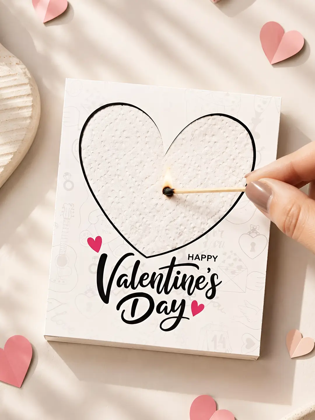 Happy Valentine Burnout Fire Card – Burn to Reveal Hidden Love Message | Unique Valentine’s Day Gift