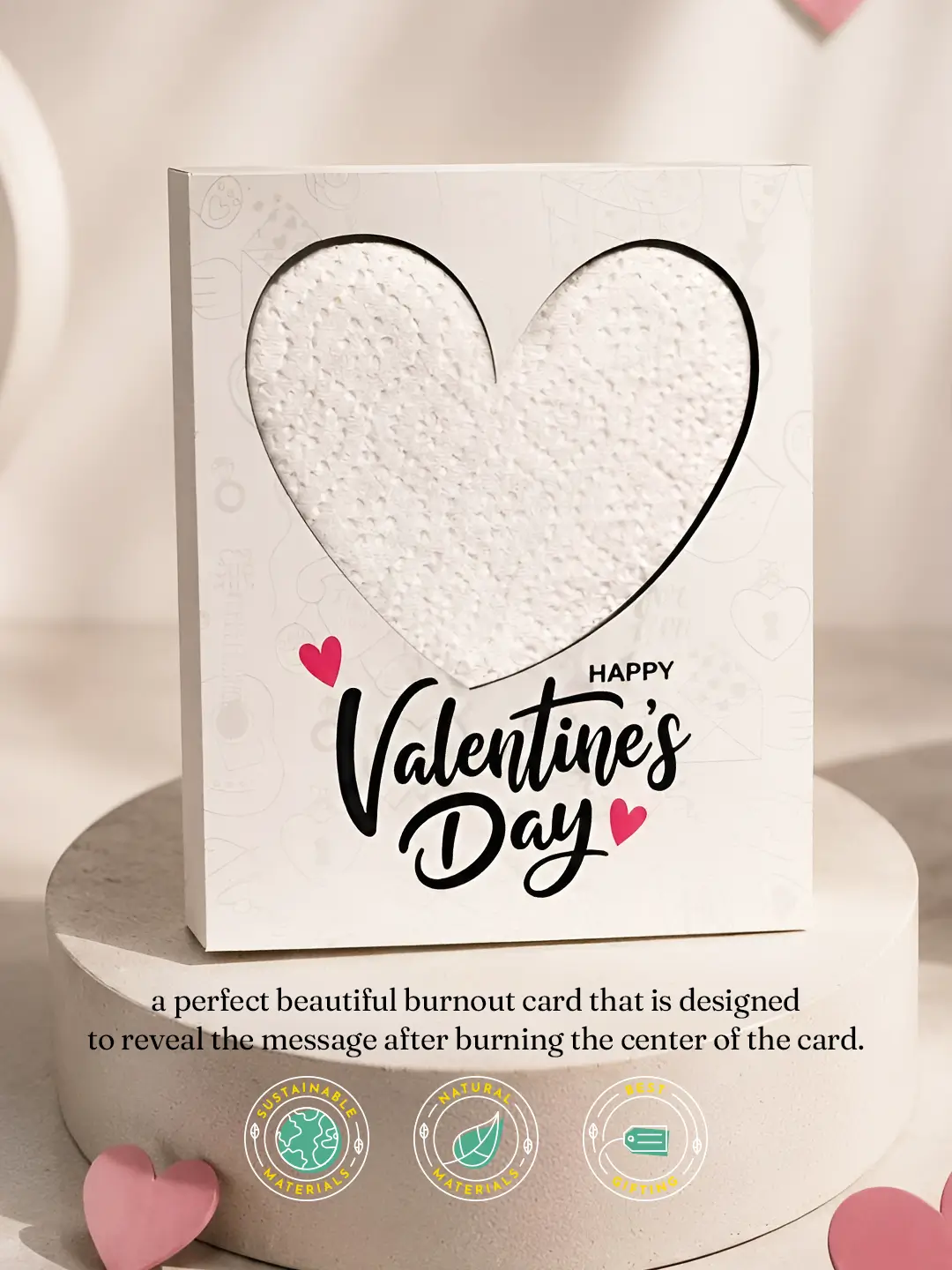 Happy Valentine Burnout Fire Card – Burn to Reveal Hidden Love Message | Unique Valentine’s Day Gift
