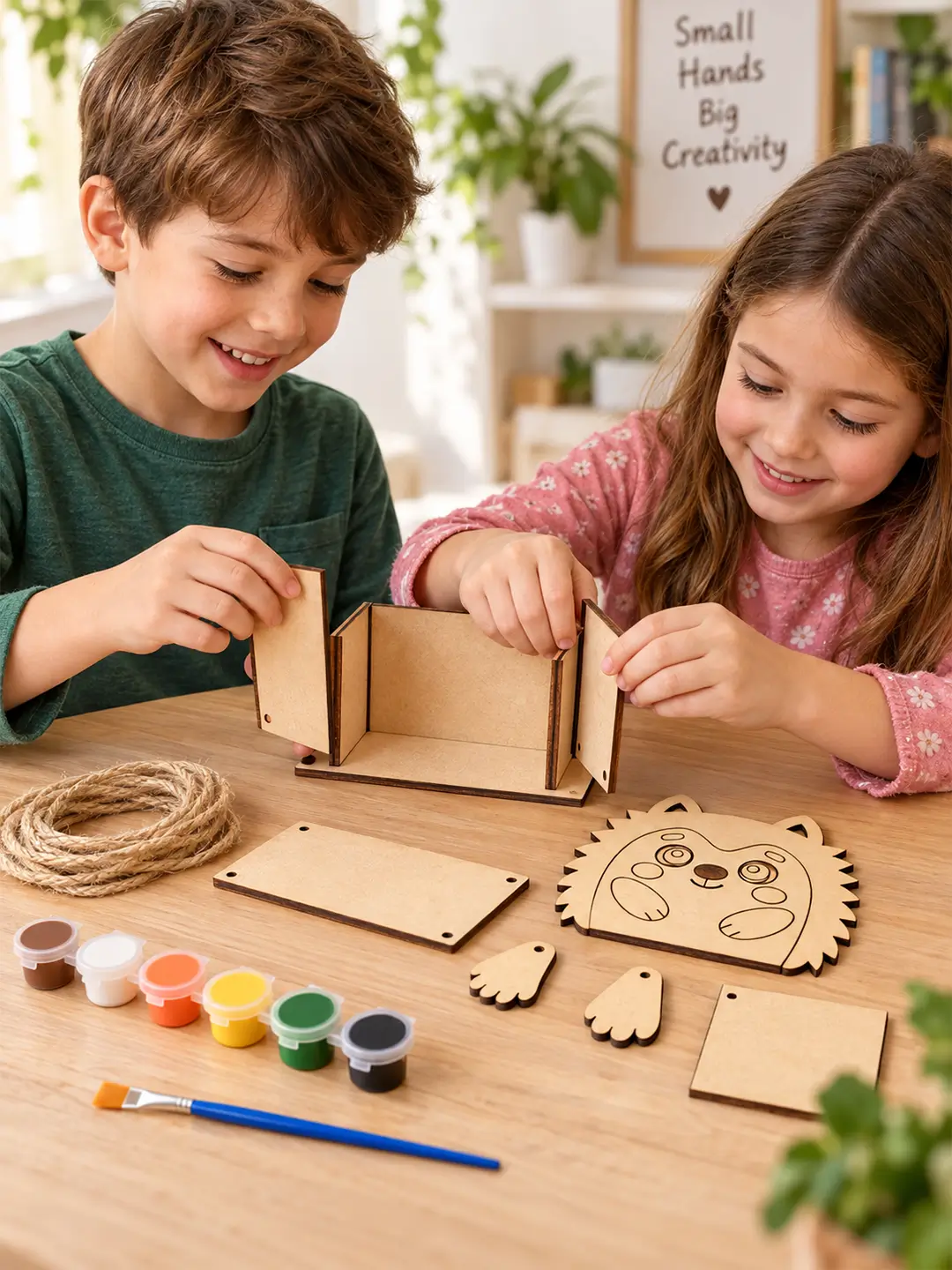 DIY Hedgehog Swinger Planter for Kids – 4MM MDF Wooden Painting & Craft Kit | Ages 6–10 | Birthday Return Gift