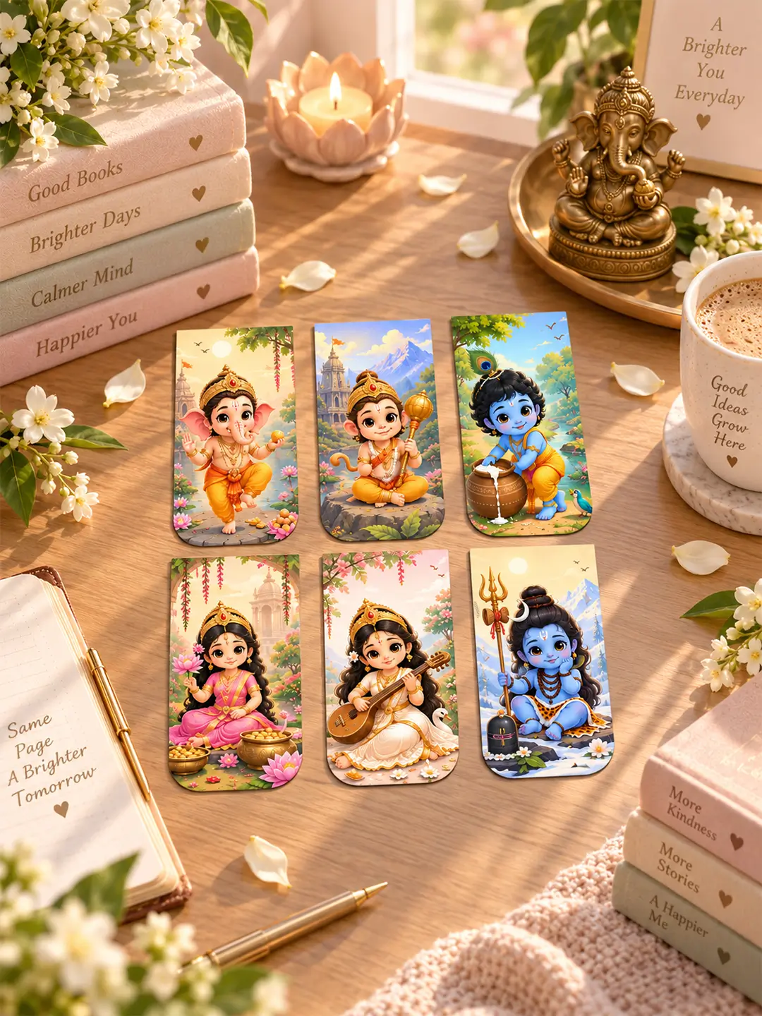 Hindu Gods Magnetic Bookmark – Set of 6 Divine Bookmarks for Devotional Readers & Book Lovers