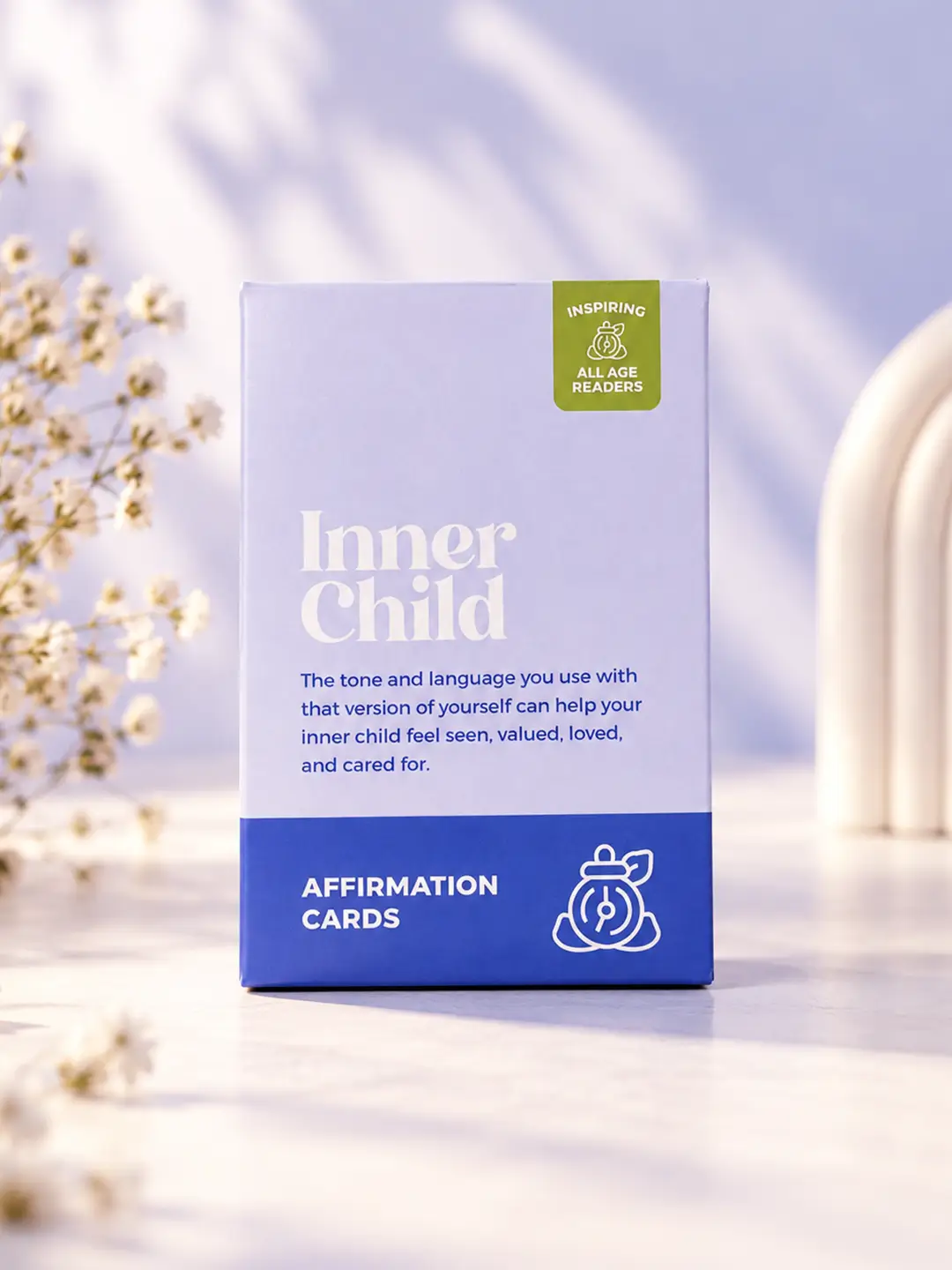 Inner Child Affirmation Cards with 40 inspirational affirmation cards in book-style box