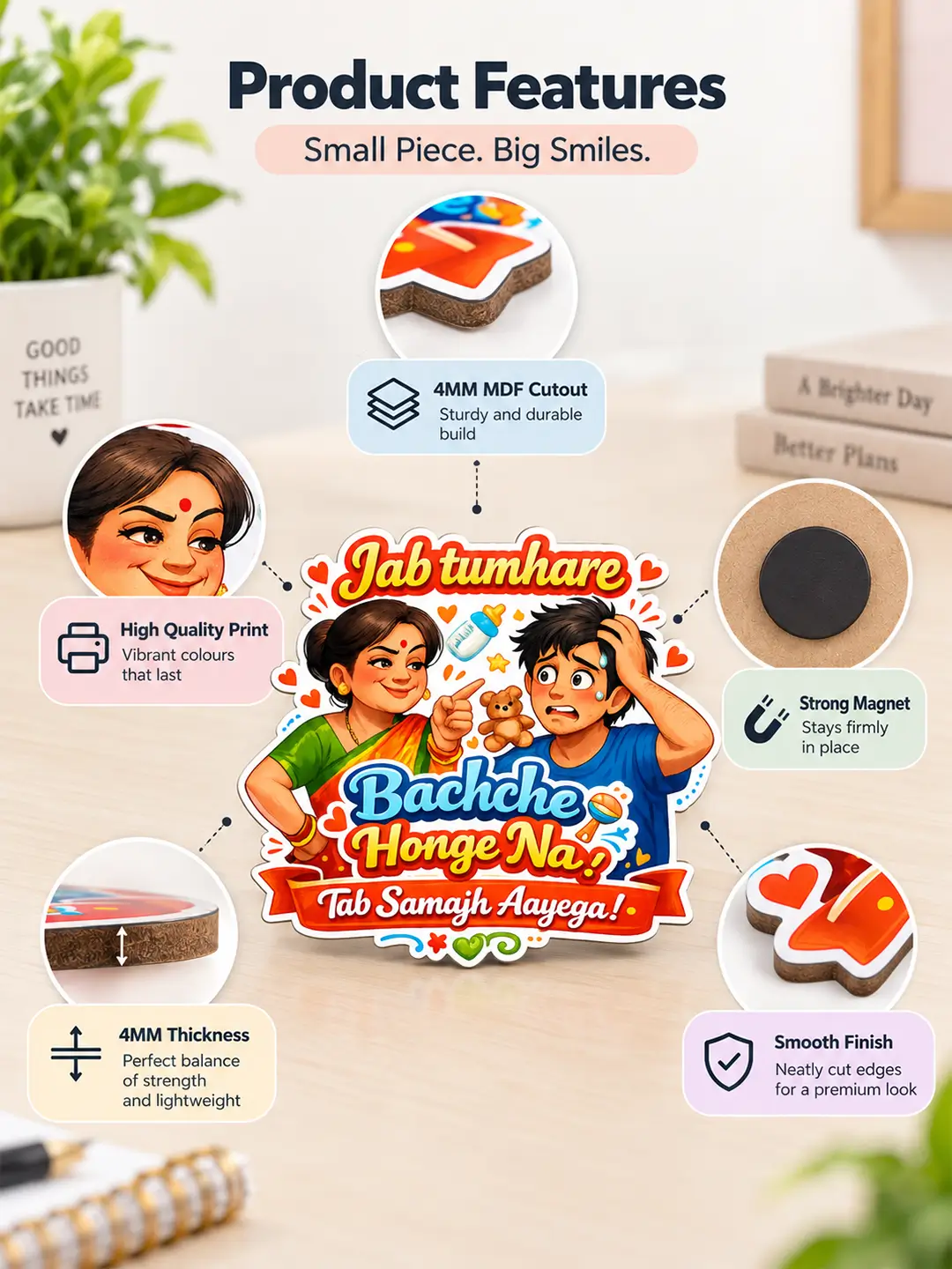 Jab Tumhare Bachche Honge Fridge Magnet – 4mm MDF Wooden Funny Hindi Family Magnet