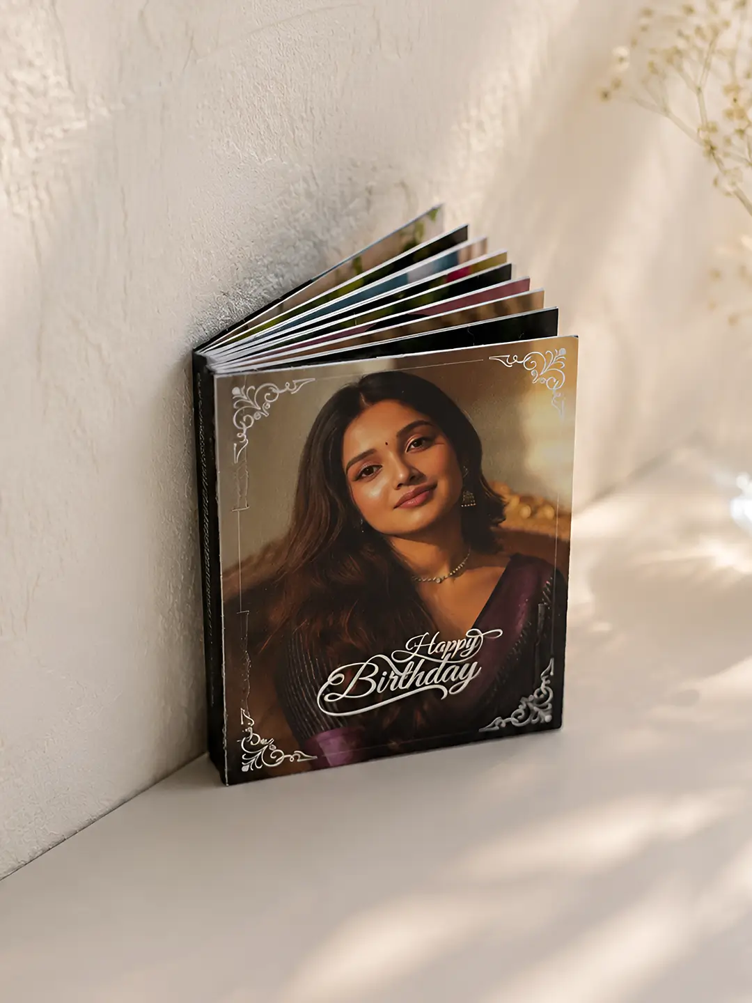 Large personalized full photo album with custom cover and 16 photos