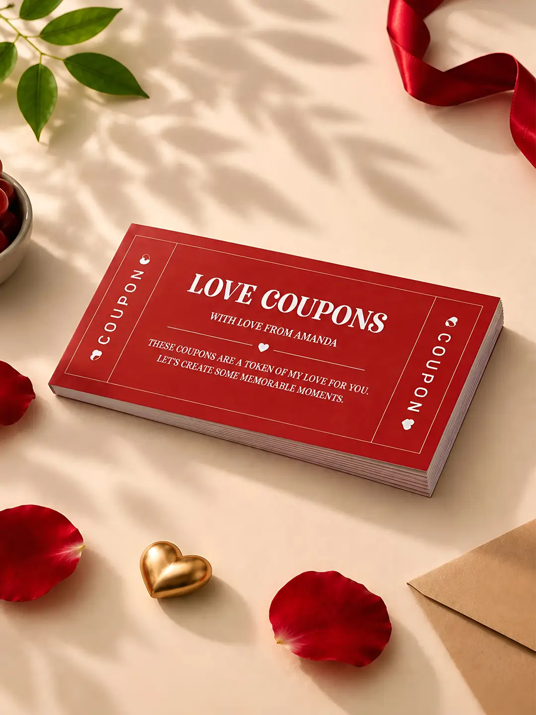 Love Coupons romantic coupon book with 30 vouchers for loved one
