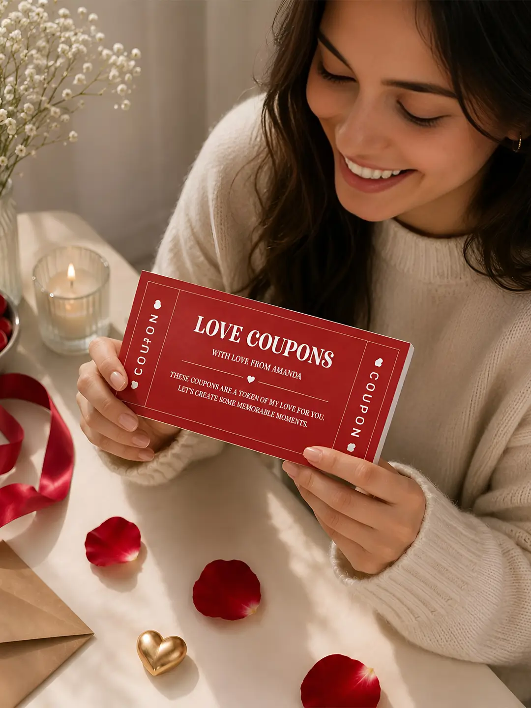 Love Coupons – 30 Romantic Vouchers for Your Loved One | Personalized Love Coupon Book