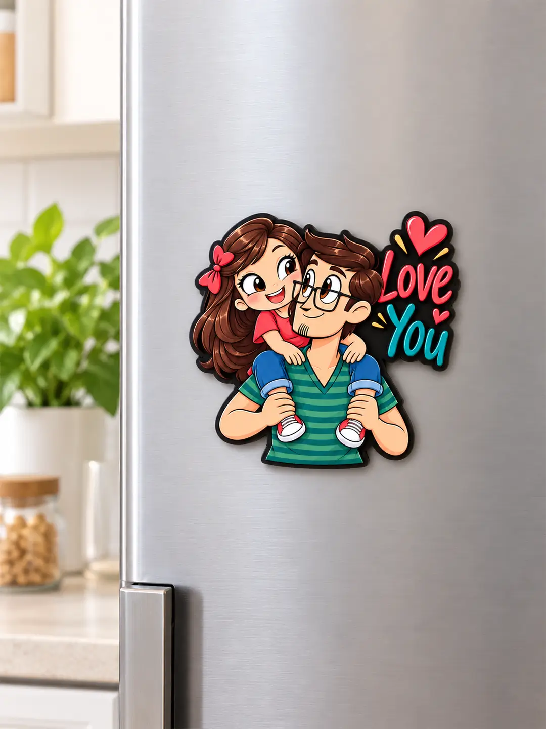 Love for Daughter Fridge Magnet – 4mm MDF Wooden Dad & Daughter Love Magnet with Strong Back Magnet