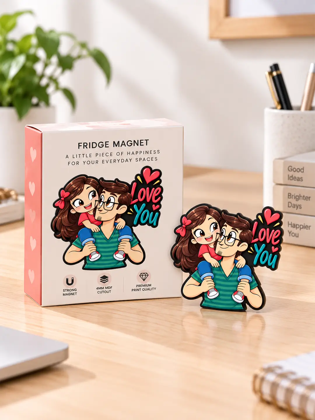 Love for Daughter Fridge Magnet – 4mm MDF Wooden Dad & Daughter Love Magnet with Strong Back Magnet