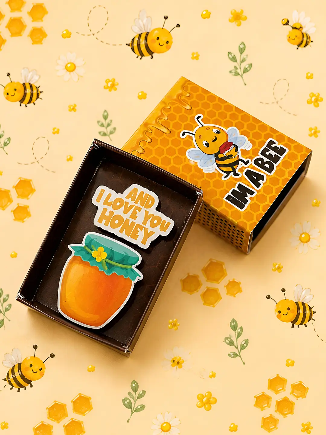 Honey Bunny Matchbox Fridge Magnet – Cute Bee & Honey Love Gift Magnet