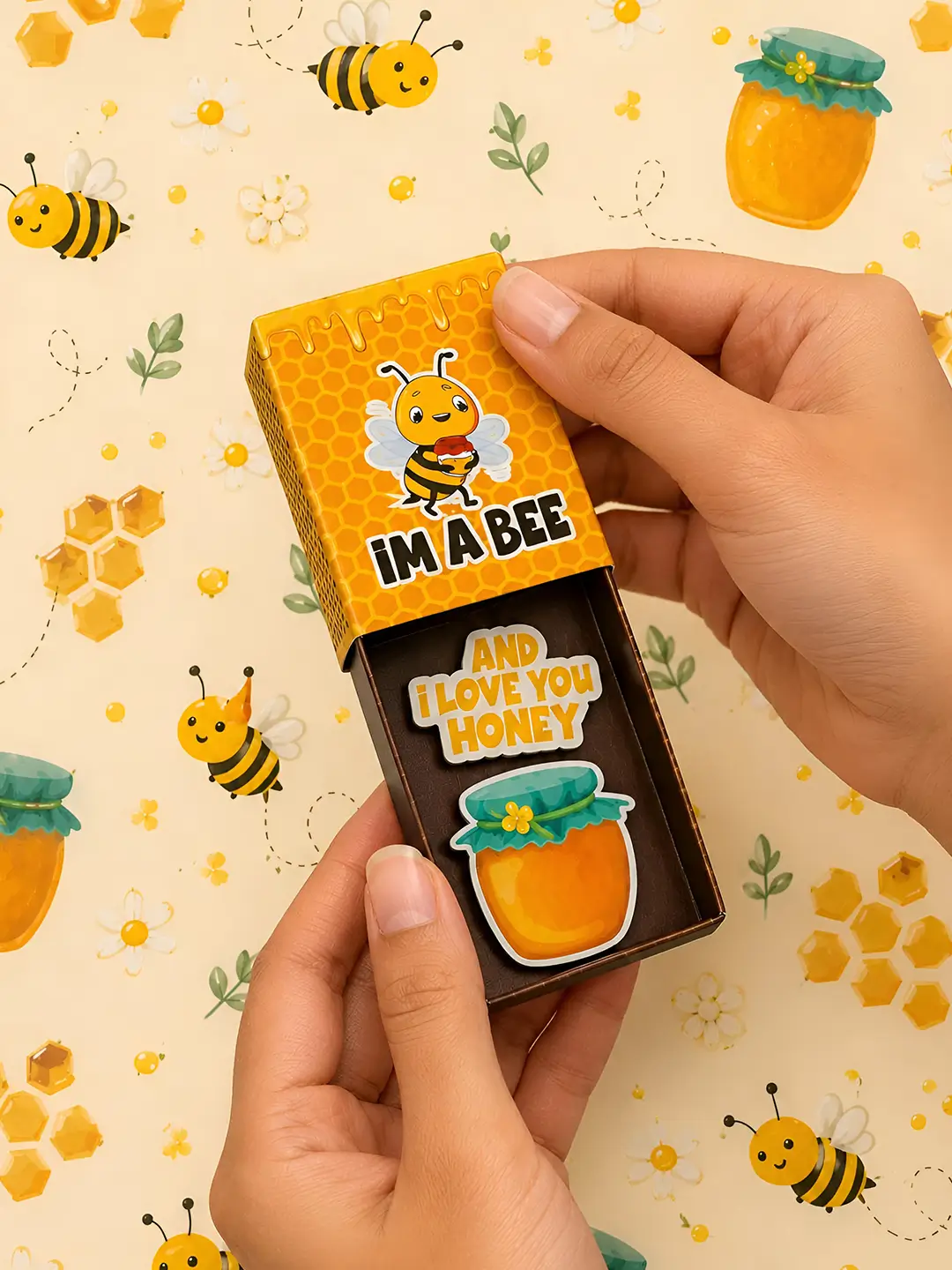Honey Bunny Matchbox Fridge Magnet – Cute Bee & Honey Love Gift Magnet