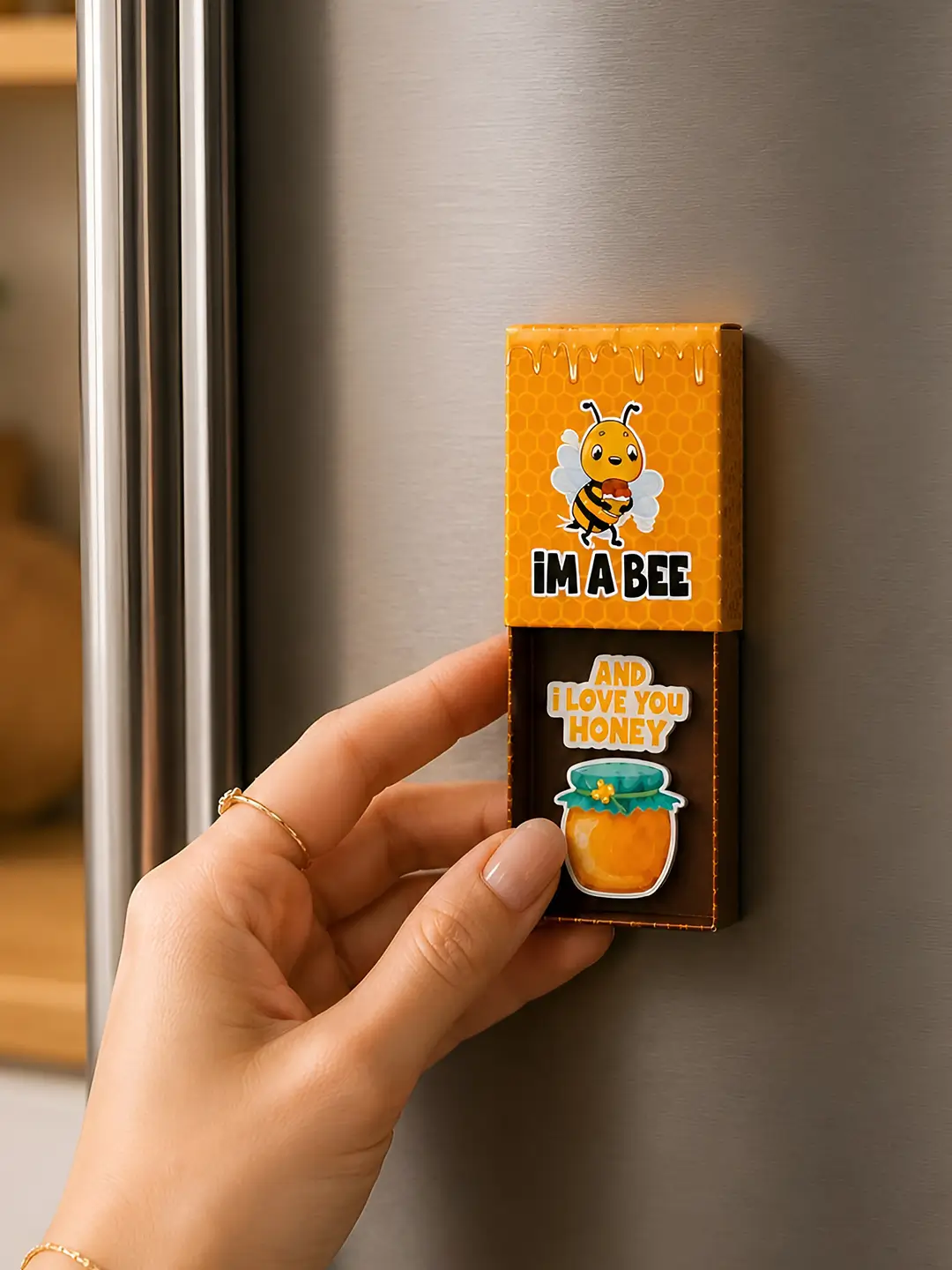 Honey Bunny Matchbox Fridge Magnet – Cute Bee & Honey Love Gift Magnet
