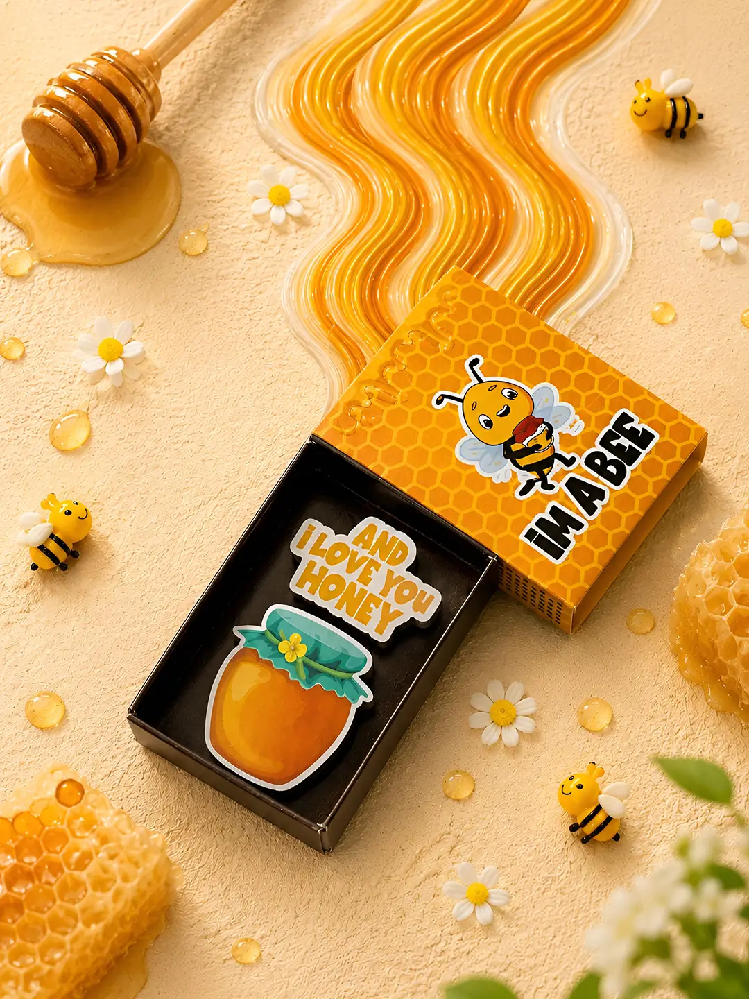 Honey Bunny Matchbox Fridge Magnet – Cute Bee & Honey Love Gift Magnet