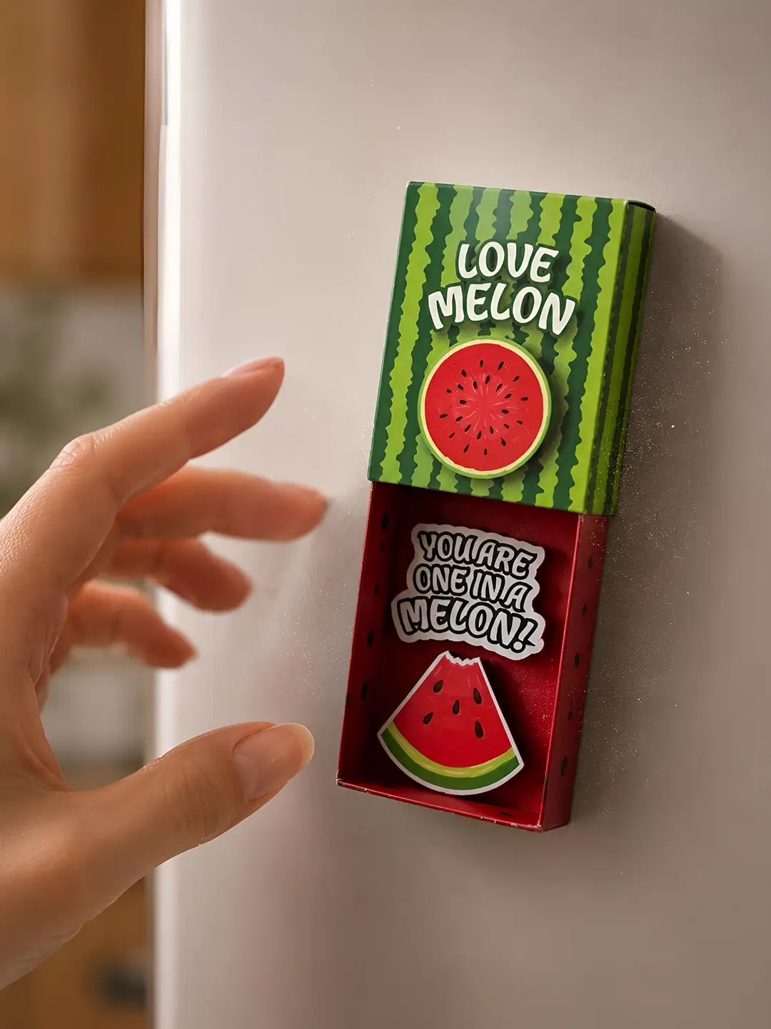 Watermelon Matchbox Fridge Magnet – Cute Sliding Mini Matchbox Magnet | Fun Kitchen Decor & Gift