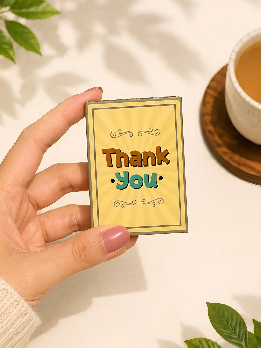 Thank You Best-Tea Matchbox Fridge Magnet with cute tea cup and friendship message
