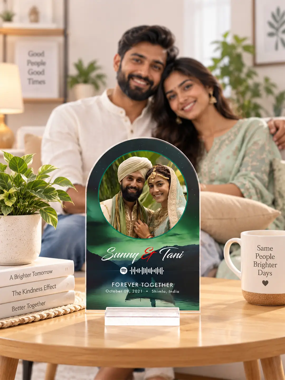 Midnight Aurora Acrylic Desk Stand – Personalized Photo & Spotify Song Gift
