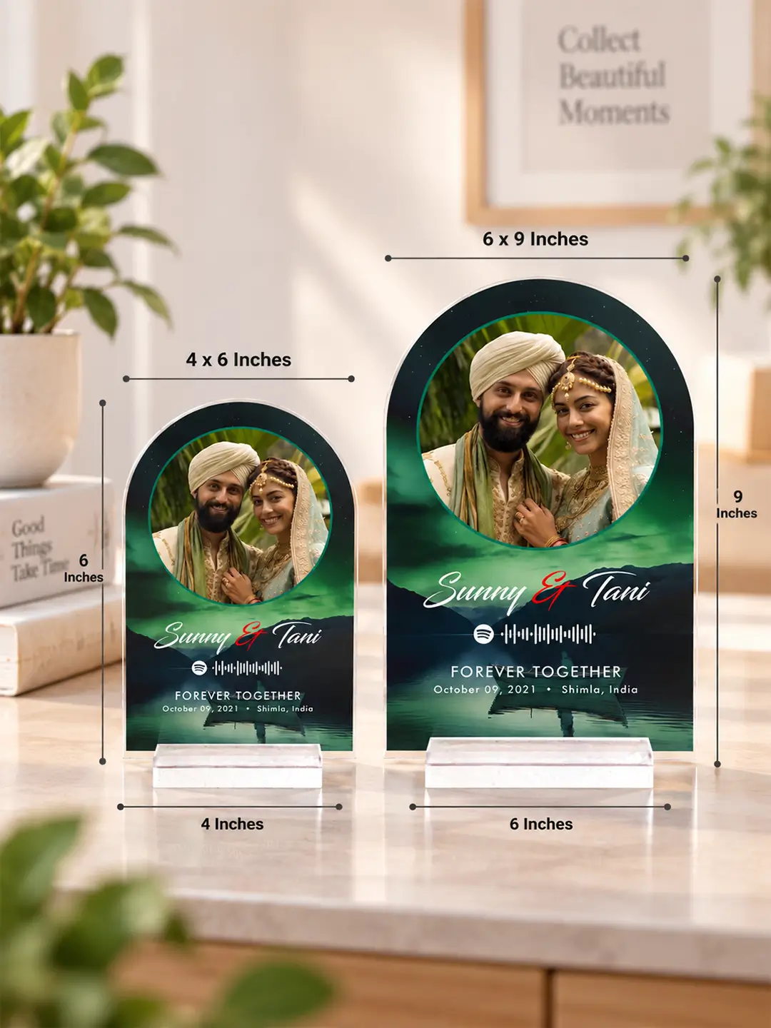 Midnight Aurora Acrylic Desk Stand – Personalized Photo & Spotify Song Gift