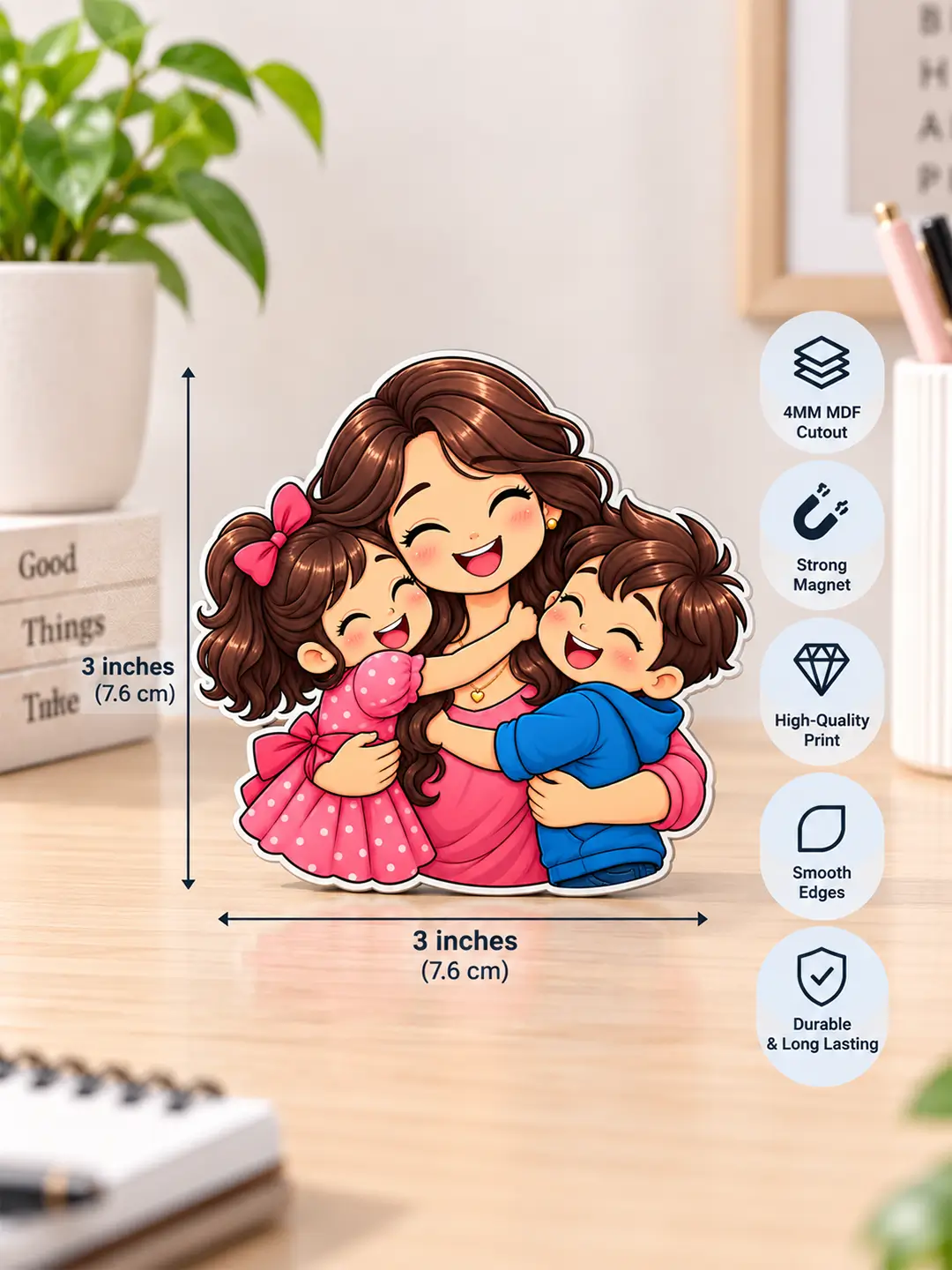 Mommy Love Fridge Magnet – 4mm MDF Mother & Children Gift Magnet