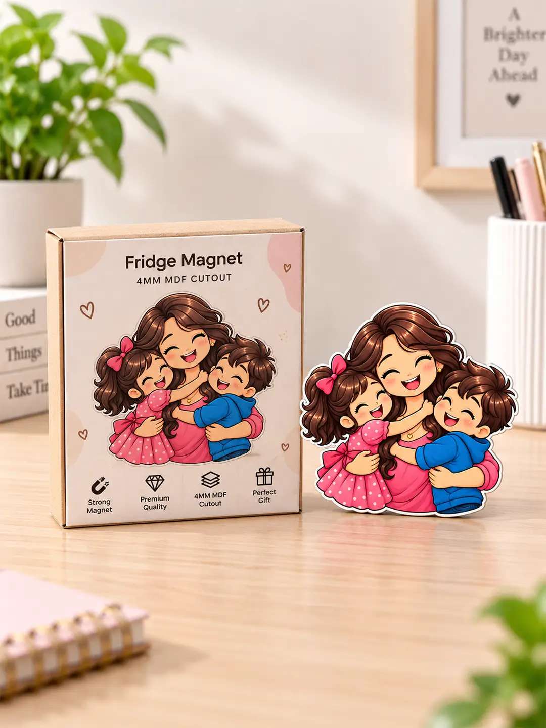 Mommy Love Fridge Magnet – 4mm MDF Mother & Children Gift Magnet