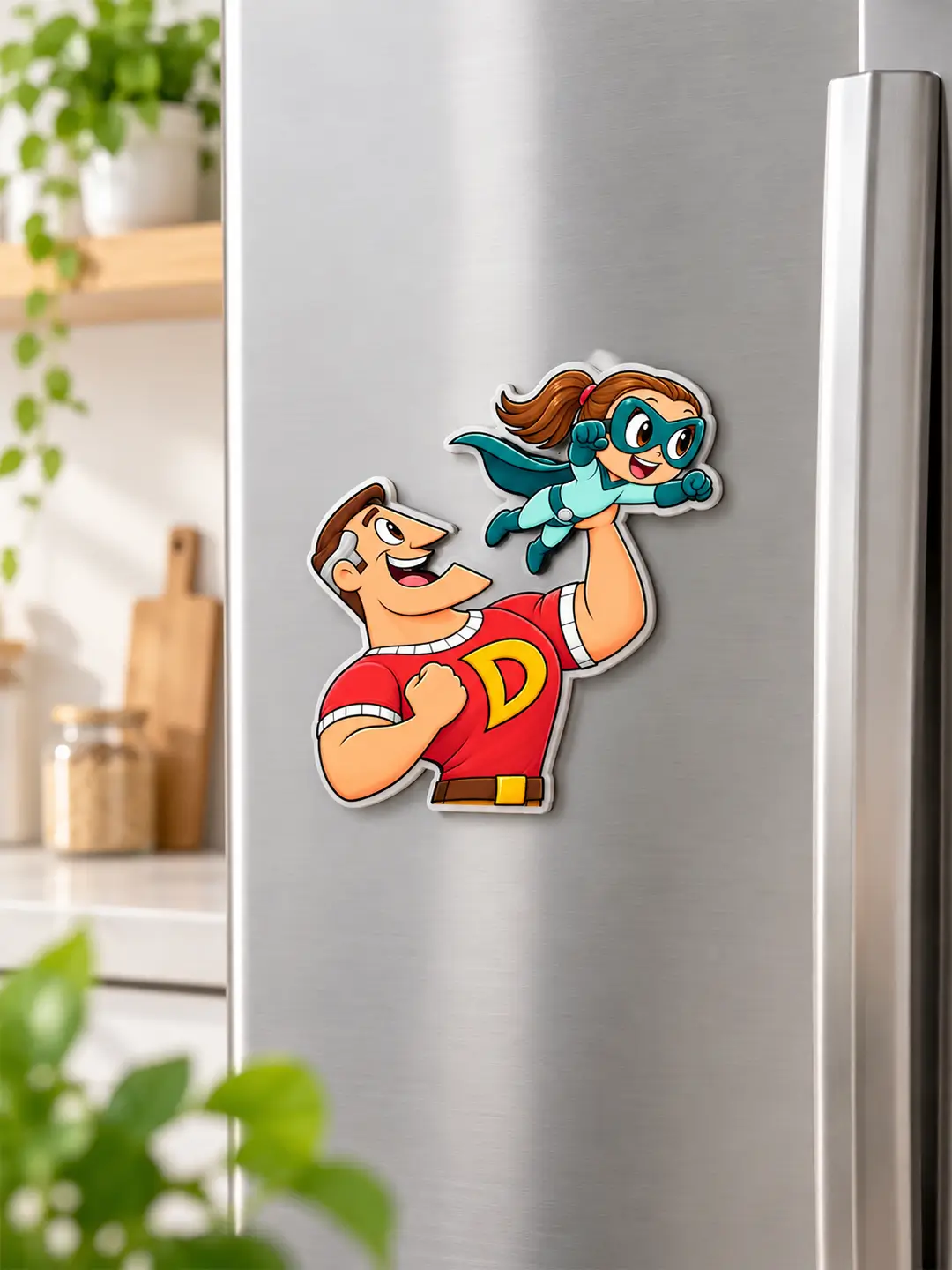 My Super Dad Fridge Magnet – 4mm MDF Wooden Superhero Dad Magnet with Strong Back Magnet