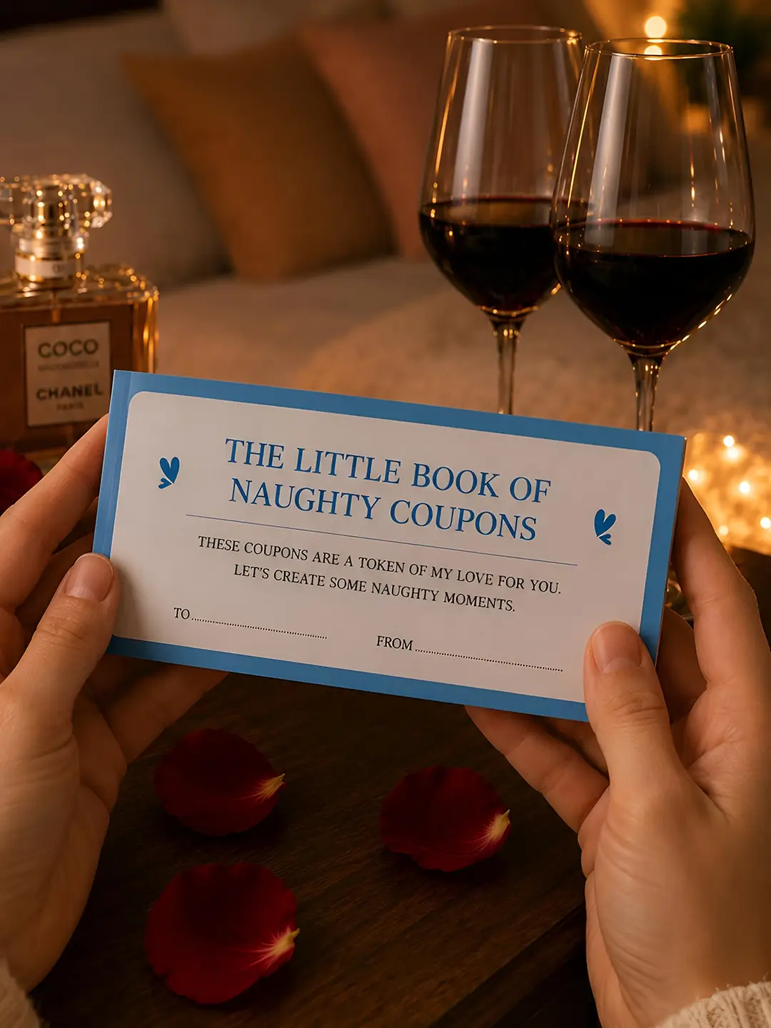 Naughty Coupons book with 30 romantic and intimate couple vouchers