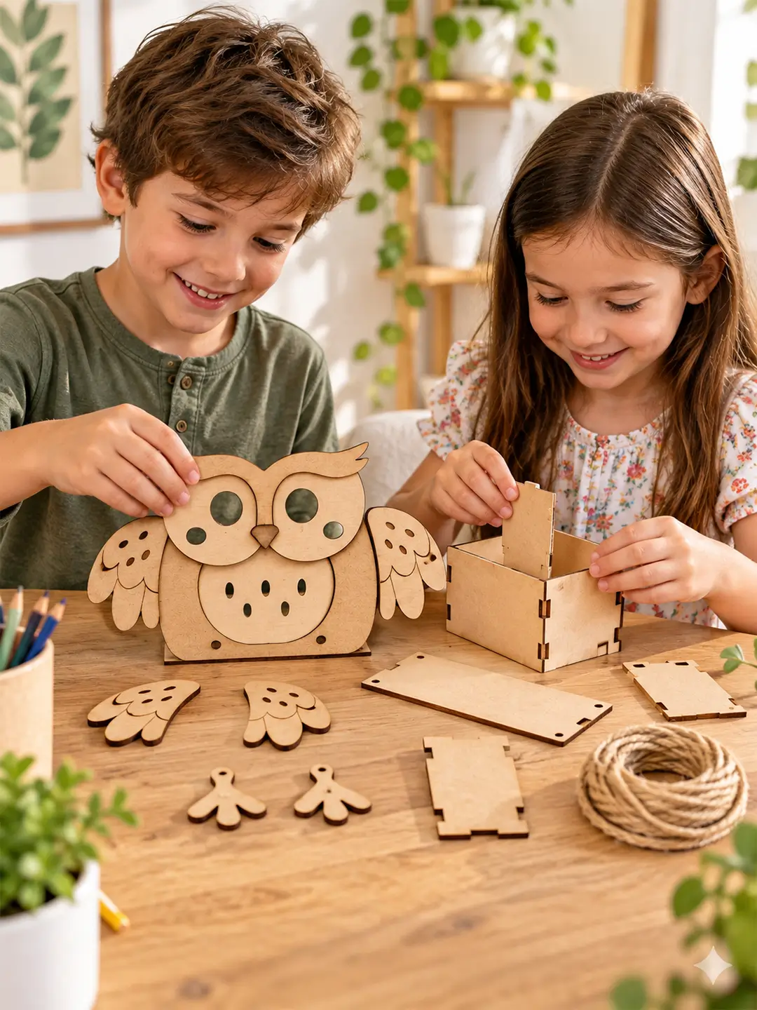 DIY Owl Swinger Planter for Kids – 4MM MDF Wooden Painting & Craft Kit | Ages 6–10 | Birthday Return Gift