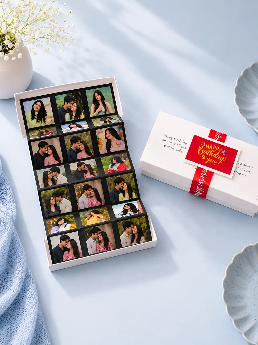 Pullout Photo Box Card – Personalized 15 Photo Memory Box Greeting Card for Any Occasion