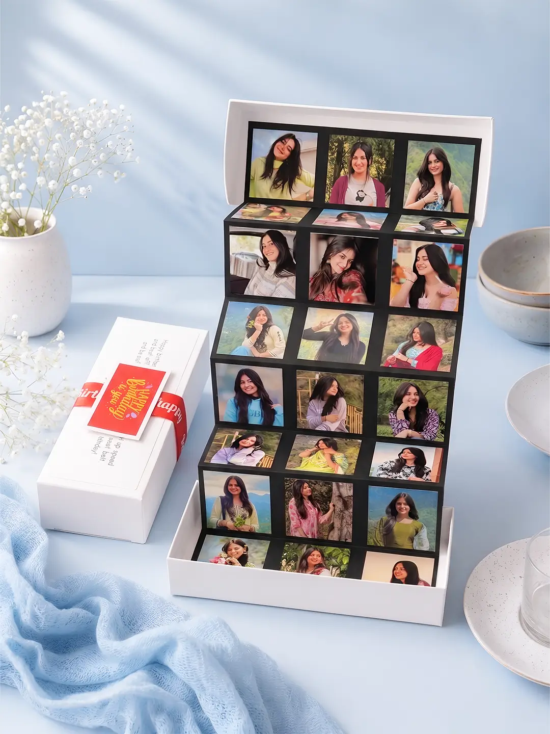 Pullout Photo Box Card – Personalized 15 Photo Memory Box Greeting Card for Any Occasion