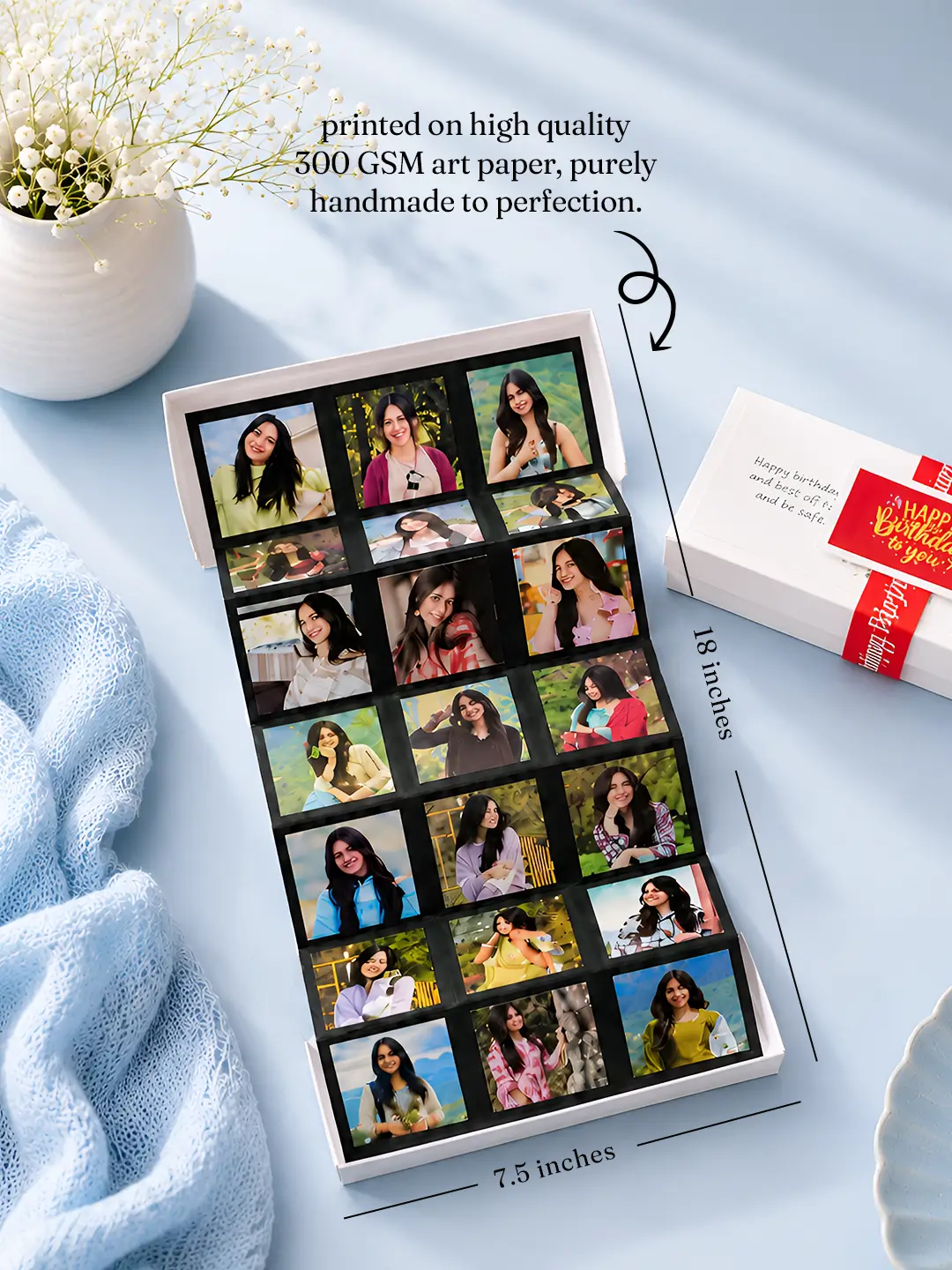 Pullout Photo Box Card – Personalized 15 Photo Memory Box Greeting Card for Any Occasion