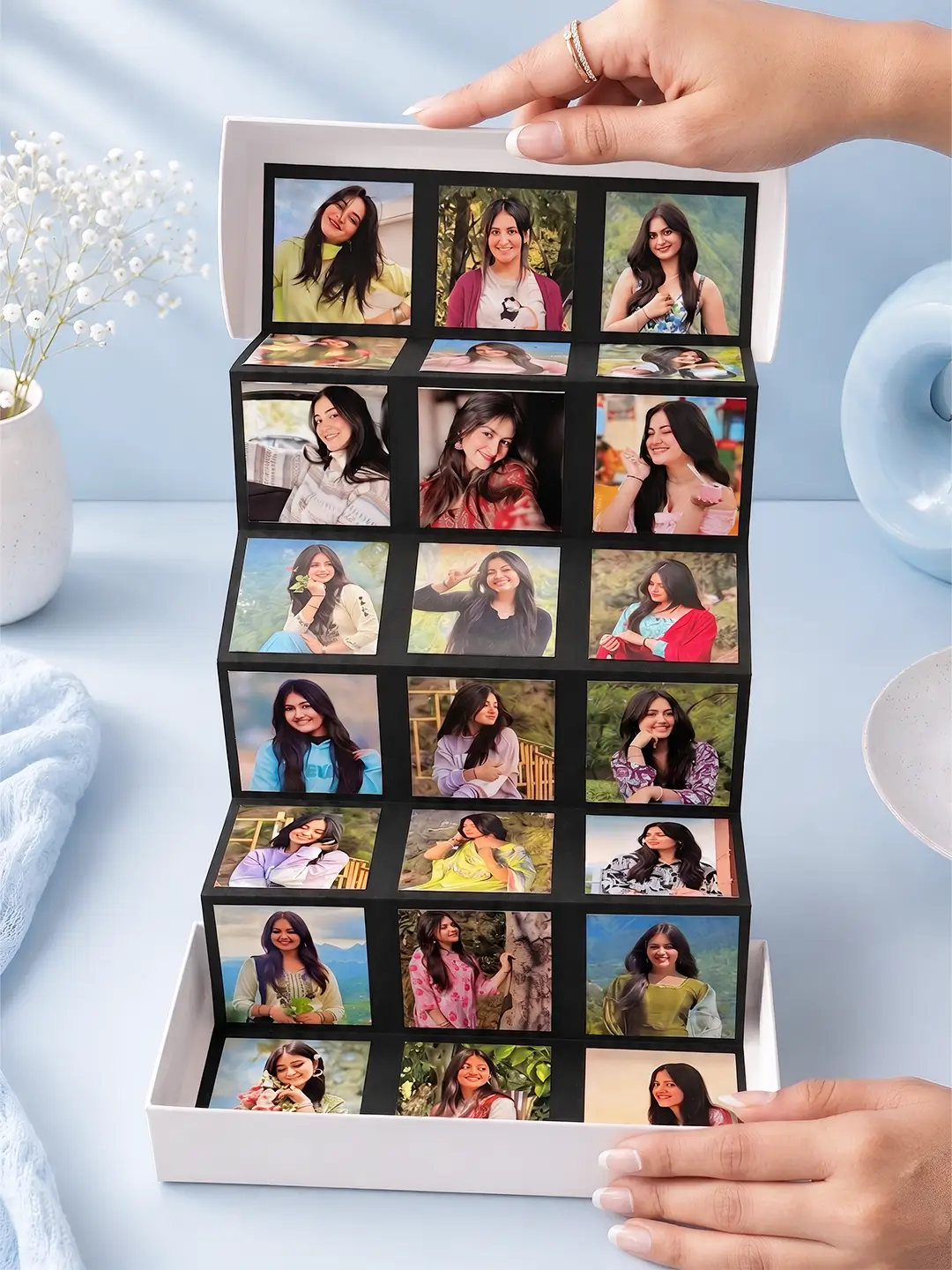 Pullout Photo Box Card – Personalized 15 Photo Memory Box Greeting Card for Any Occasion