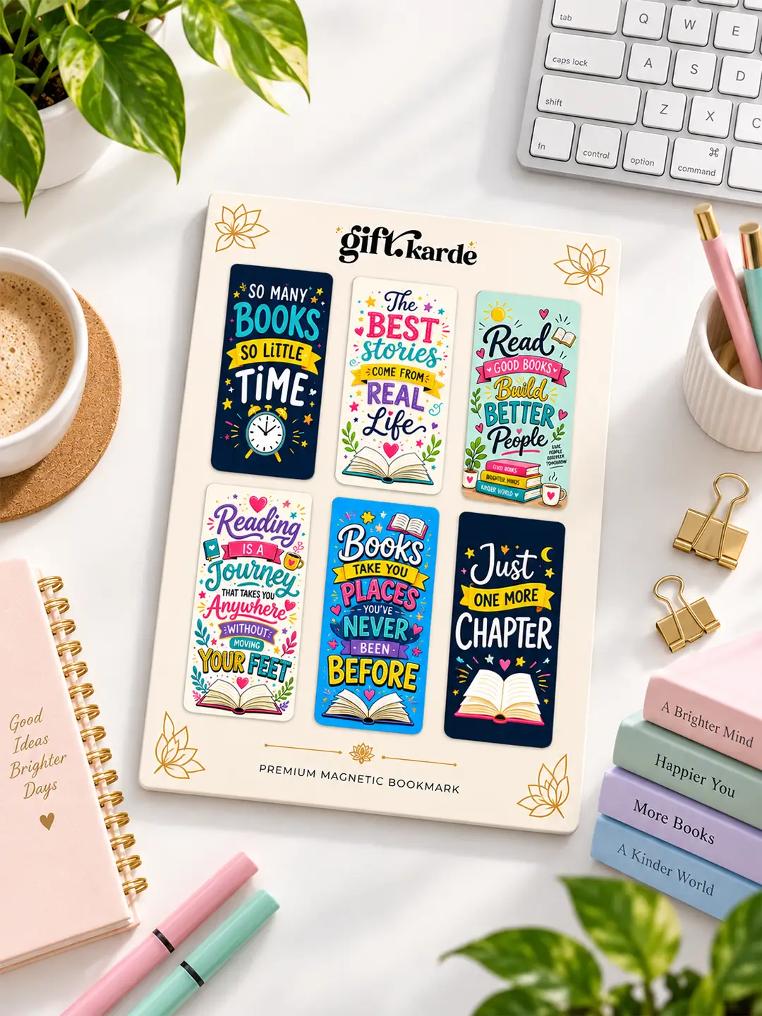 Readers Block Magnetic Bookmark Set of 6 with colorful inspirational reading designs