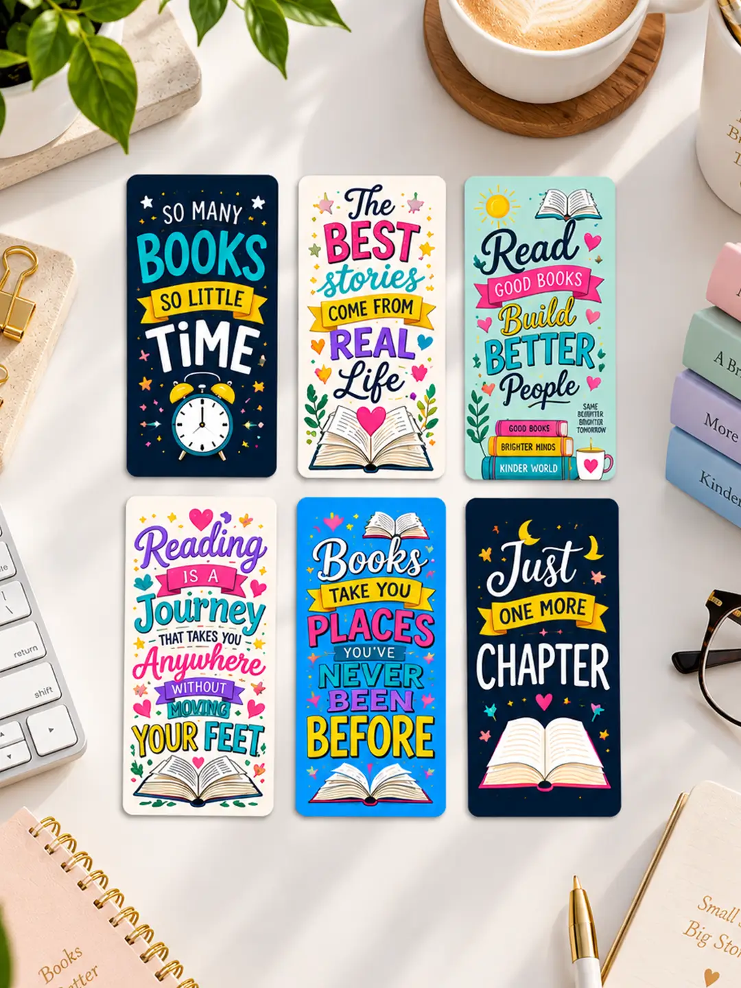Readers Block Magnetic Bookmark Set of 6 – Inspirational Bookmarks for Book Lovers