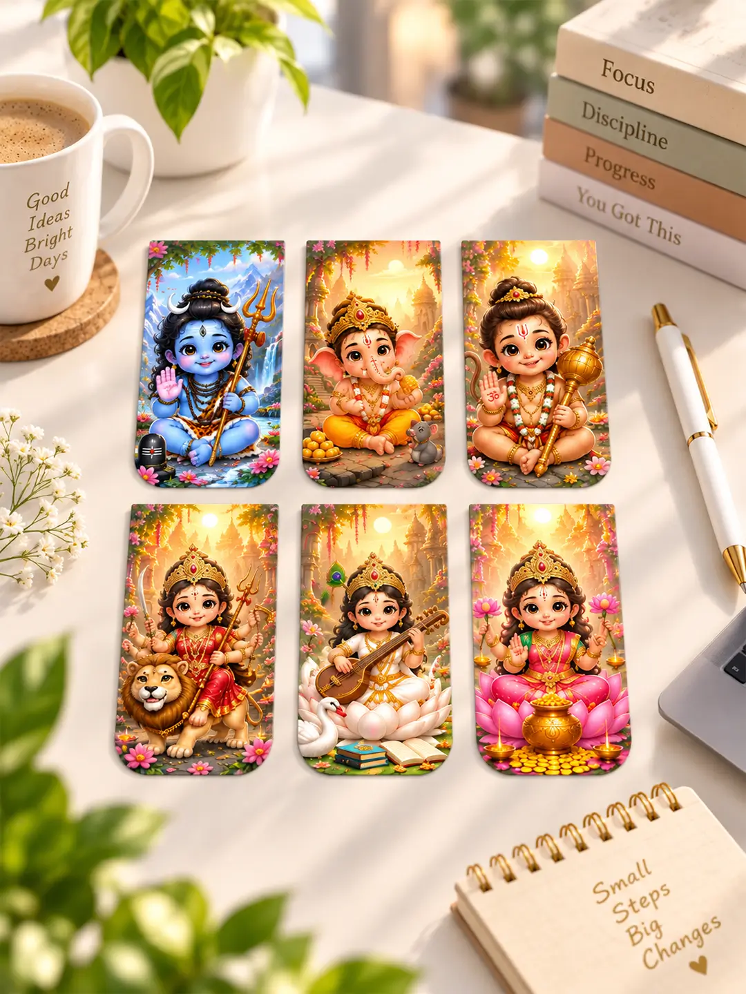 Sanatani Power Magnetic Bookmark – Set of 6 Divine Religious Bookmarks for Book Lovers