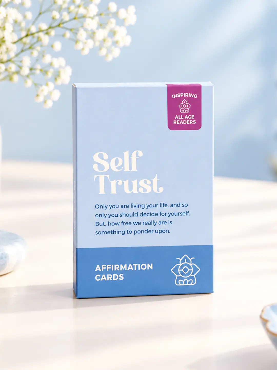 Self Trust Affirmation Cards with 40 inspirational positive affirmation cards in book-style box