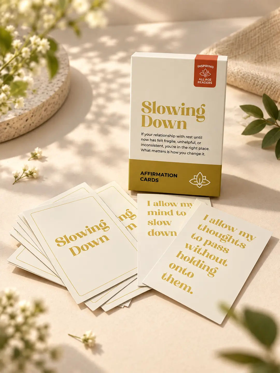 Slowing Down Affirmation Cards – Set of 40 Inspirational Affirmation Cards for Mindfulness & Everyday Positivity