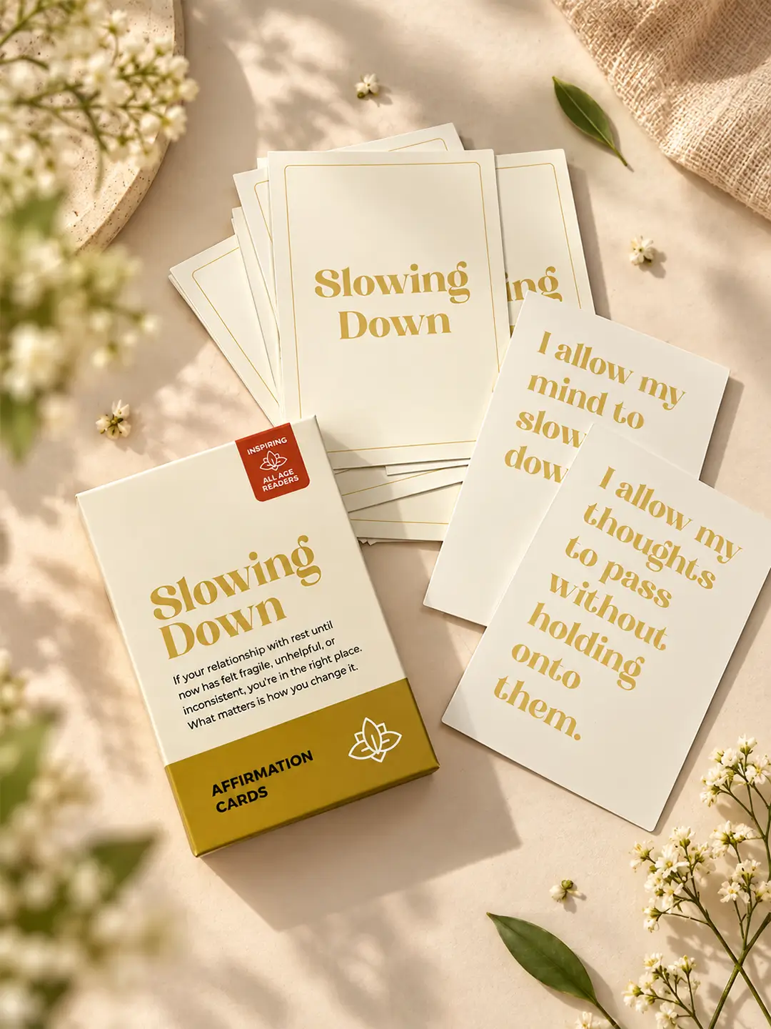 Slowing Down Affirmation Cards – Set of 40 Inspirational Affirmation Cards for Mindfulness & Everyday Positivity