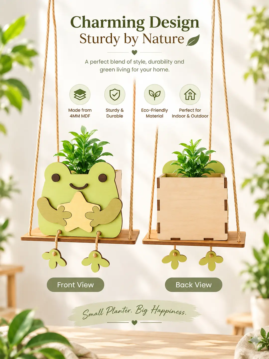 DIY Star Frog Swinger Planter for Kids – 4MM MDF Wooden Painting & Craft Kit | Ages 6–10 | Birthday Return Gift