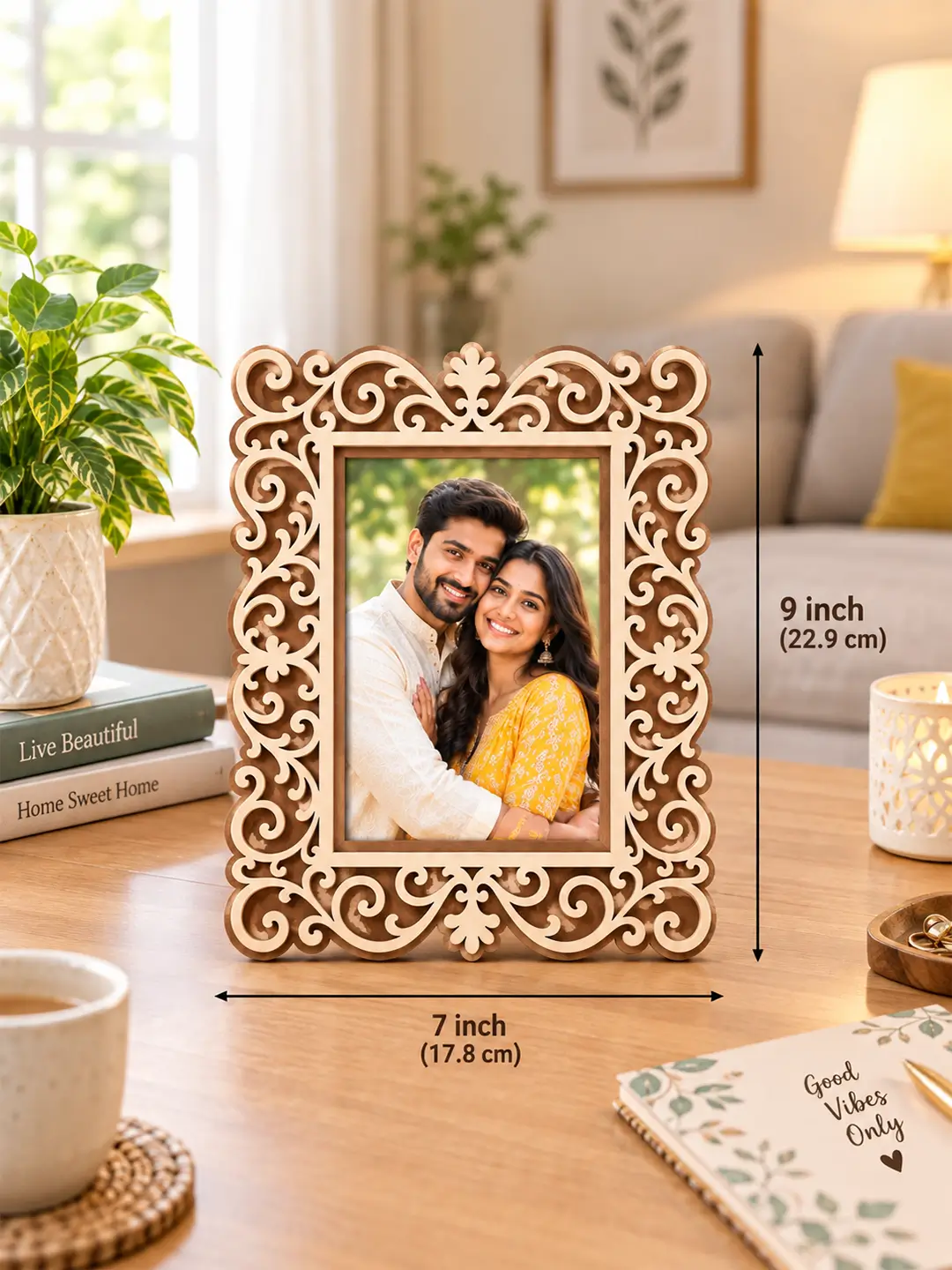 Taj Mahal Desk Photo Frame – Ornamental Wooden 1 Photo Frame with Stand