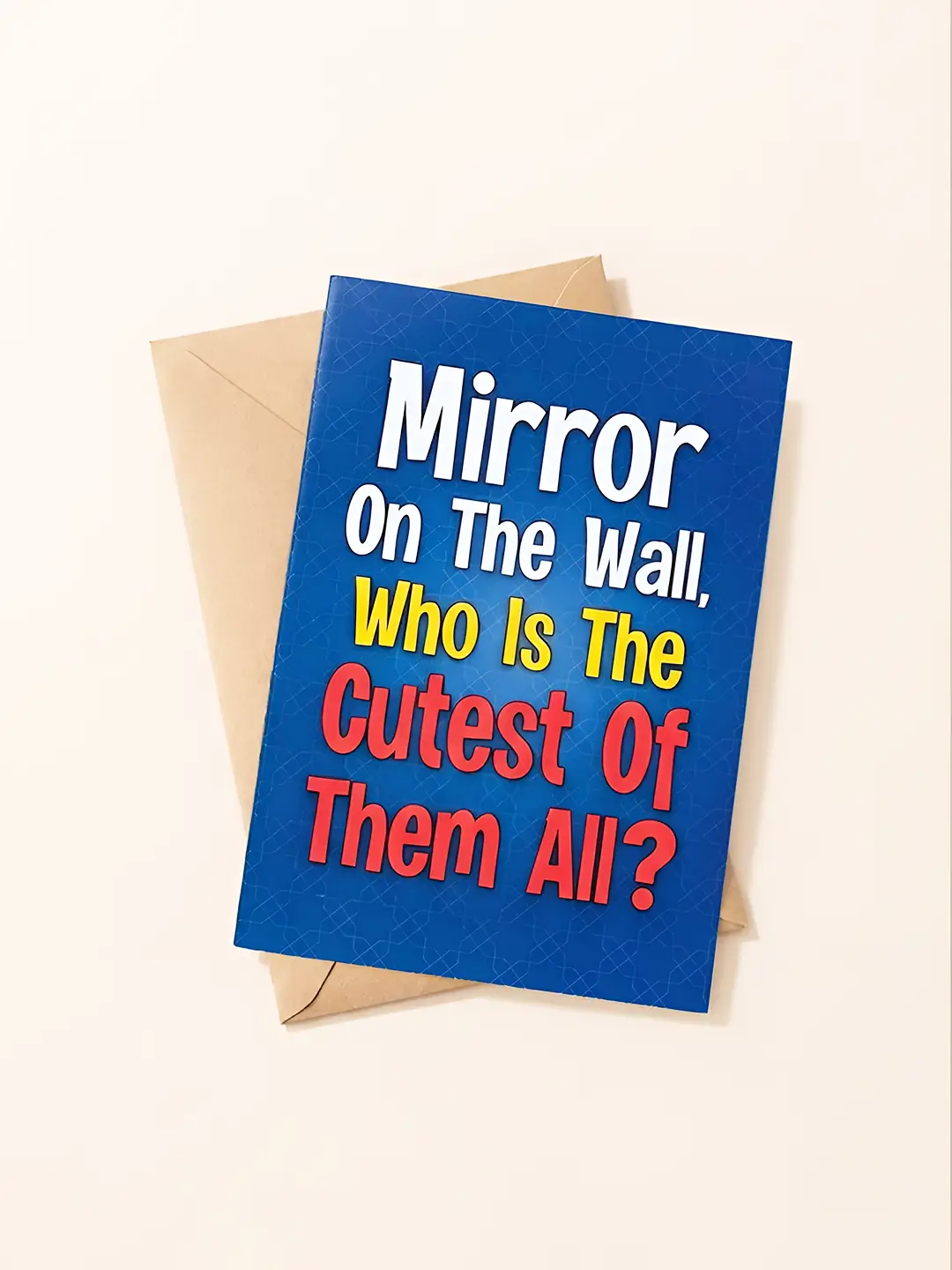 The Enchanted Mirror Mirror Card open with Who Is the Cutest of Them All message and surprise mirror reveal