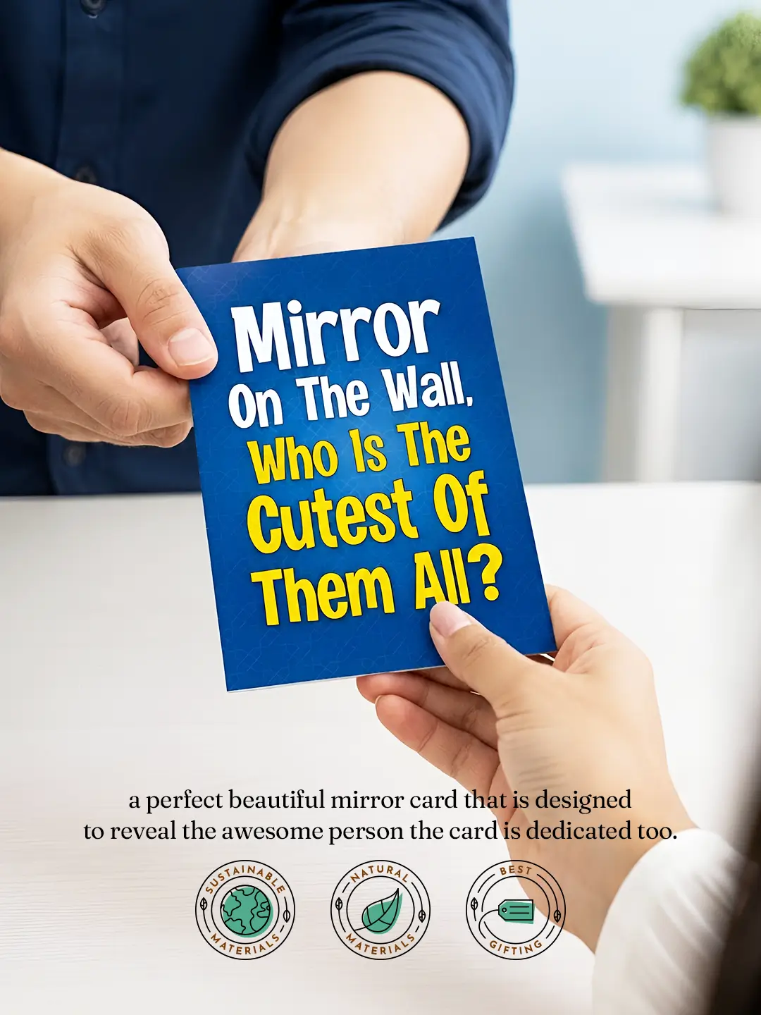 The Enchanted Mirror Mirror Card – “Who Is the Cutest?” Cute Surprise Greeting Card with Mirror
