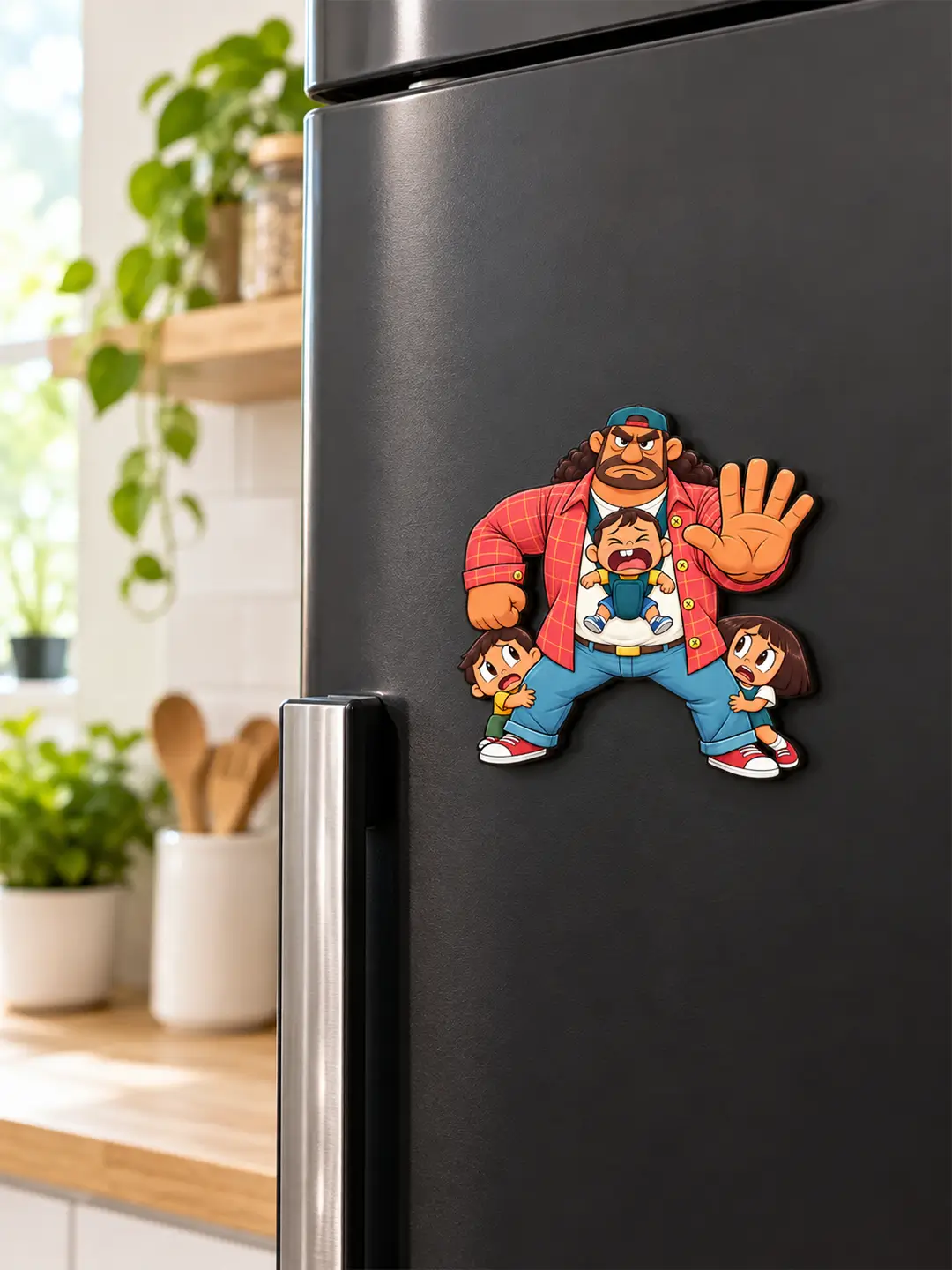 The Protector Fridge Magnet – 4mm MDF Wooden Family Protector Magnet with Strong Back Magnet