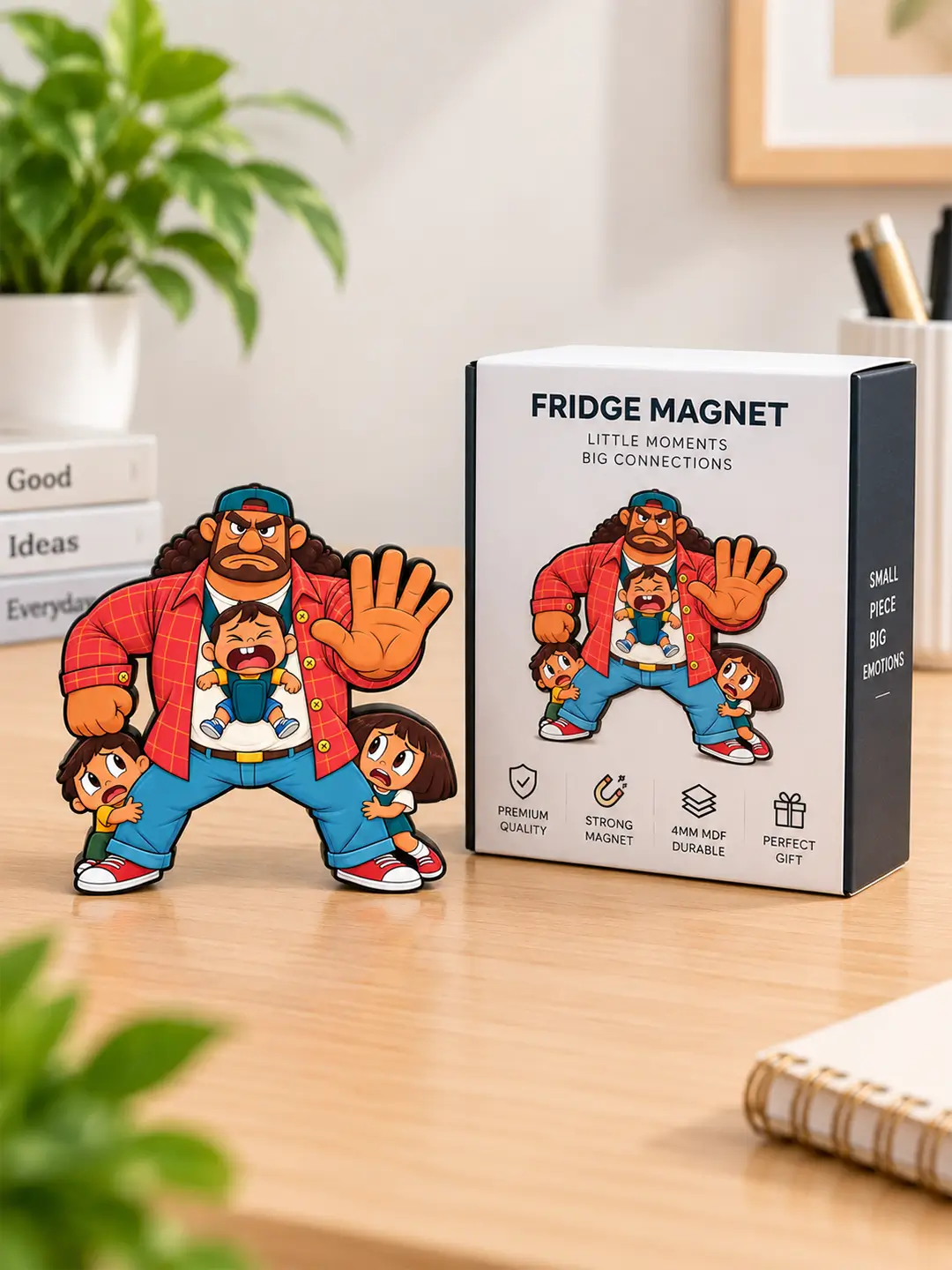The Protector Fridge Magnet – 4mm MDF Wooden Family Protector Magnet with Strong Back Magnet