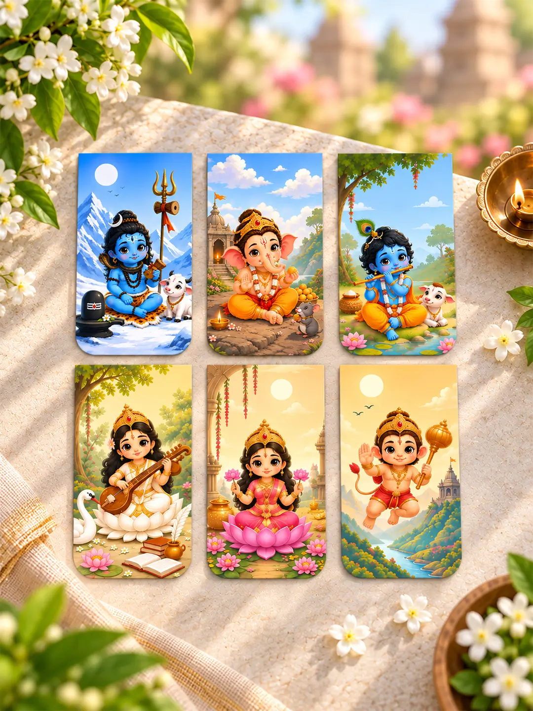 The Saviours Magnetic Bookmark – Set of 6 Divine Hindu Bookmarks for Book Lovers