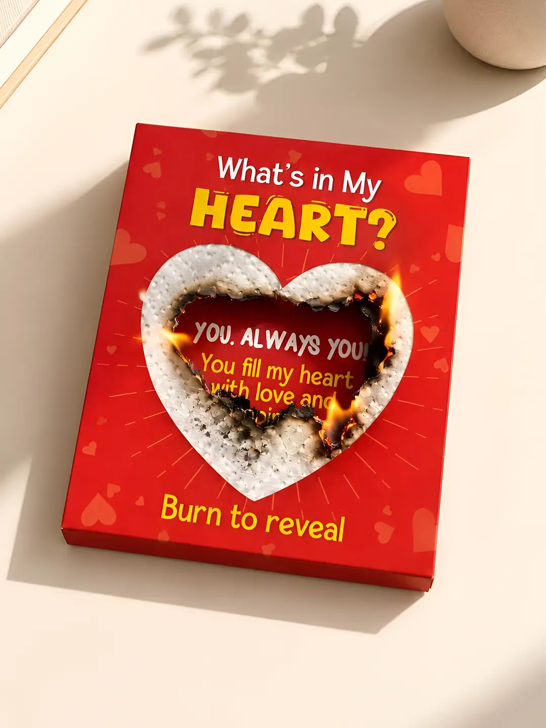 What Is in My Heart Burnout Fire Card – Romantic Love Message Reveal Card